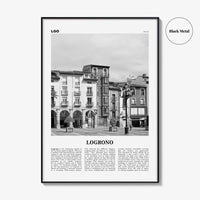 Logrono Print Black and White, Logrono Wall Art, Logrono Poster, Logrono Photo, Logrono Wall Décor, Logrono Map, Spain