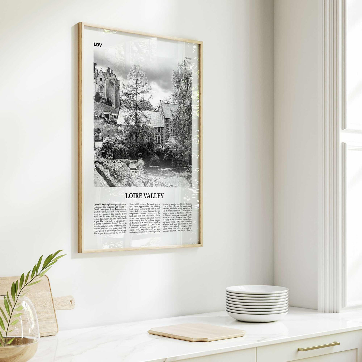 Loire Valley Print Black and White, Loire Valley Wall Art, Loire Valley Poster, Loire Valley Photo, Loire Valley Wall Décor, Loire Map