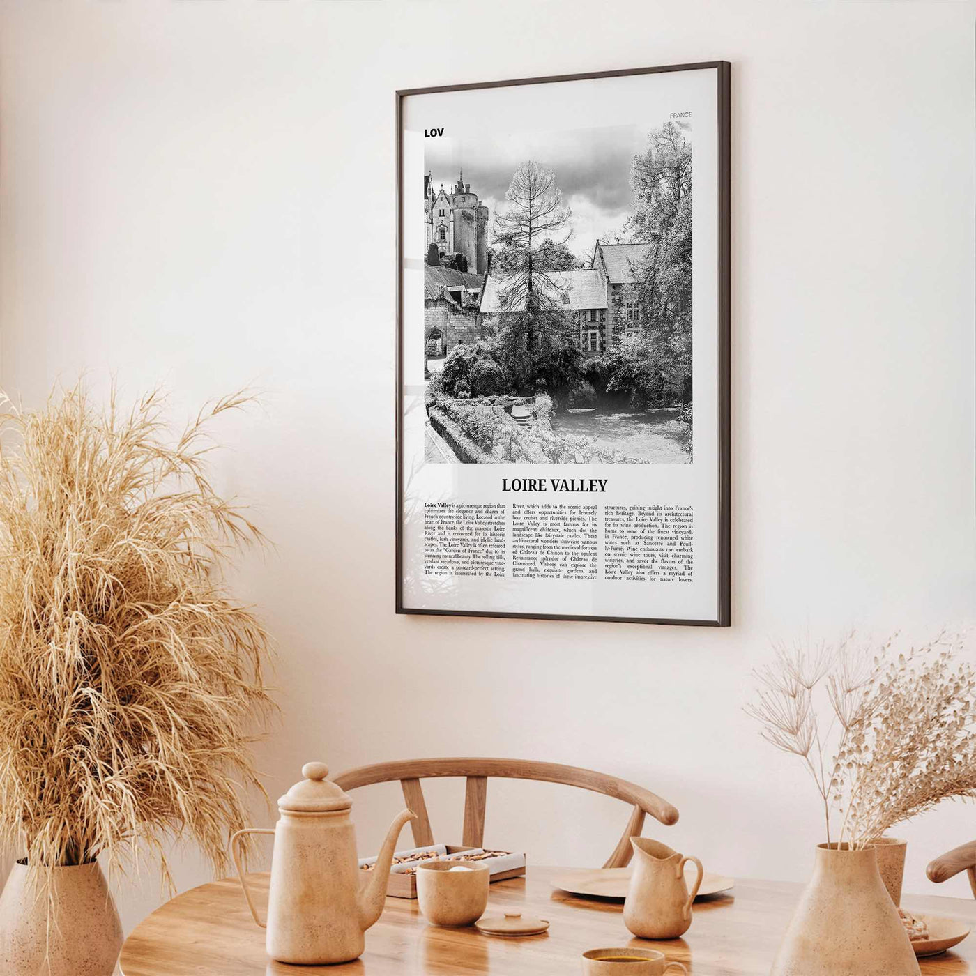 Loire Valley Print Black and White, Loire Valley Wall Art, Loire Valley Poster, Loire Valley Photo, Loire Valley Wall Décor, Loire Map