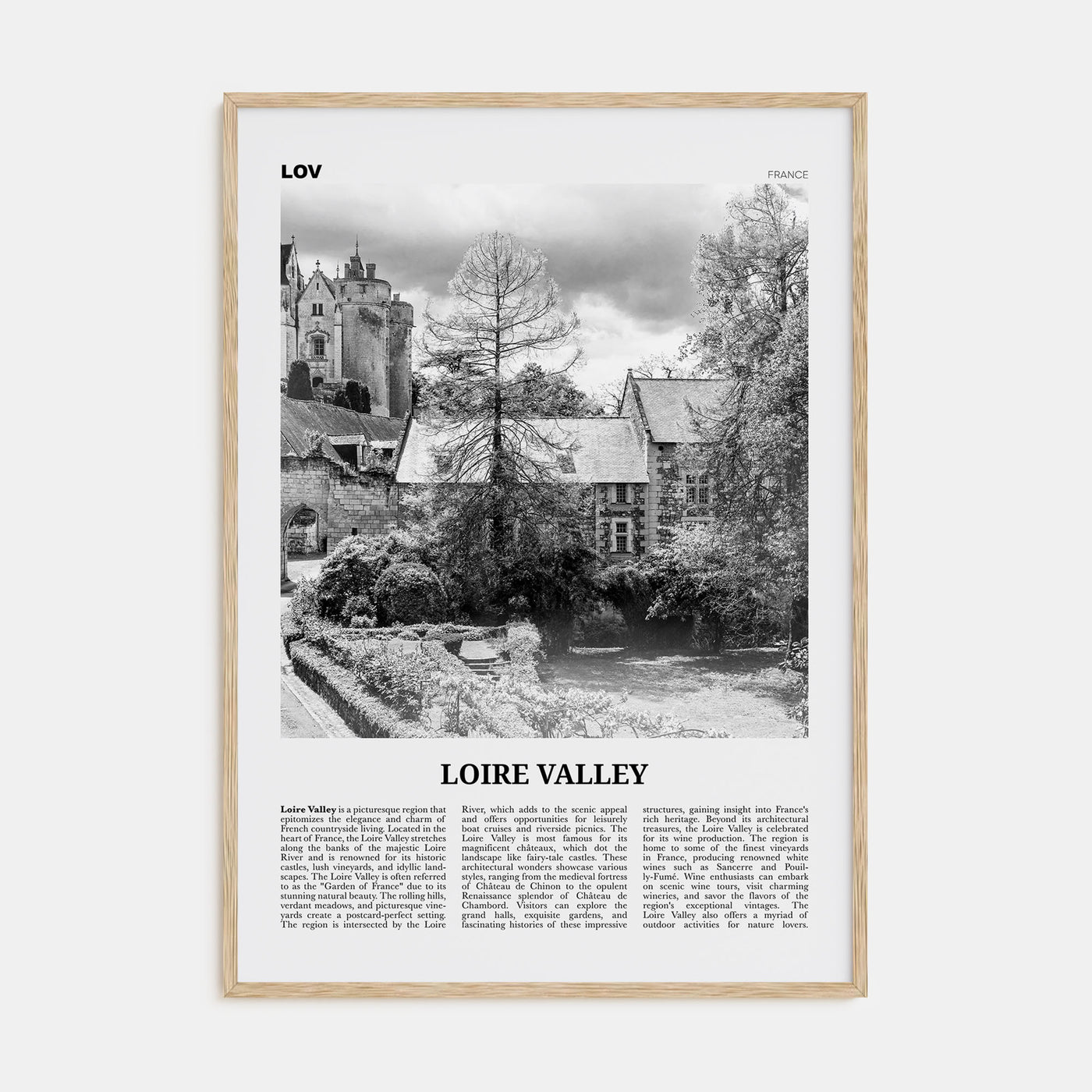 Loire Valley Travel B&W Poster
