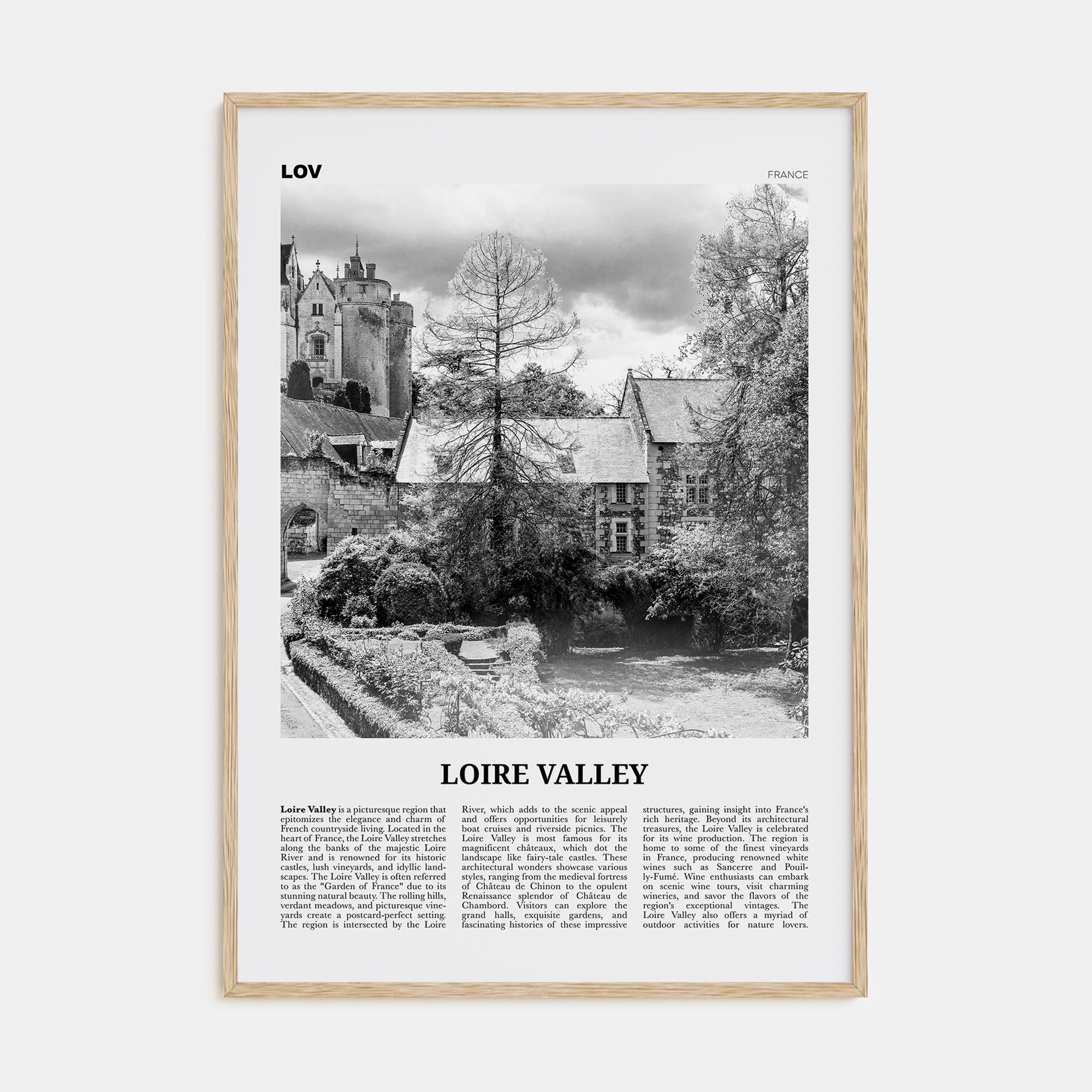 Loire Valley Travel B&W Poster