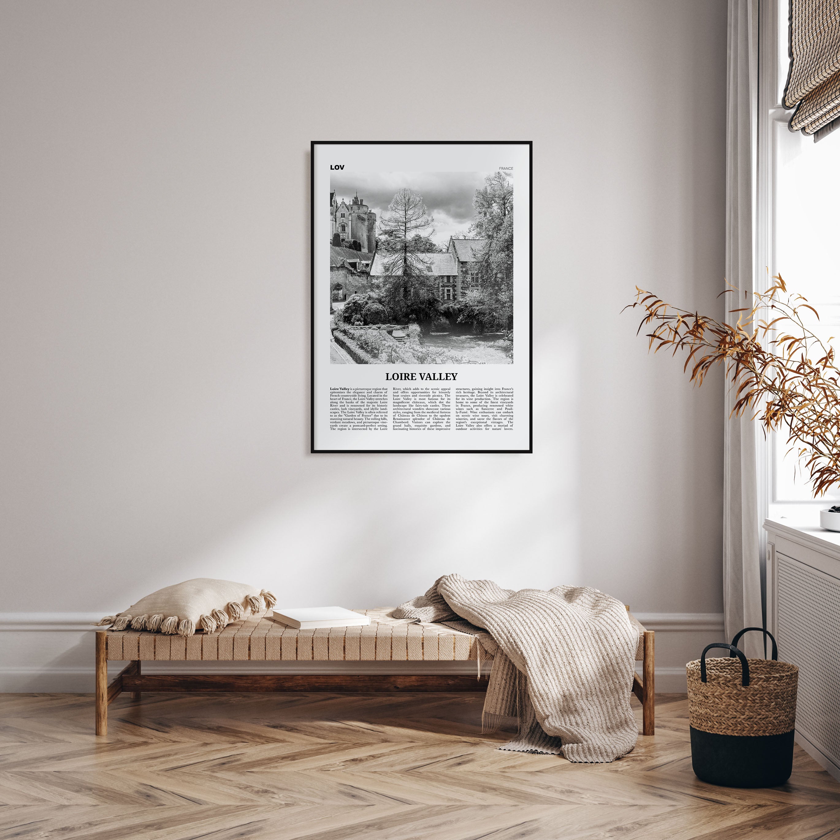 Loire Valley Travel B&W Poster