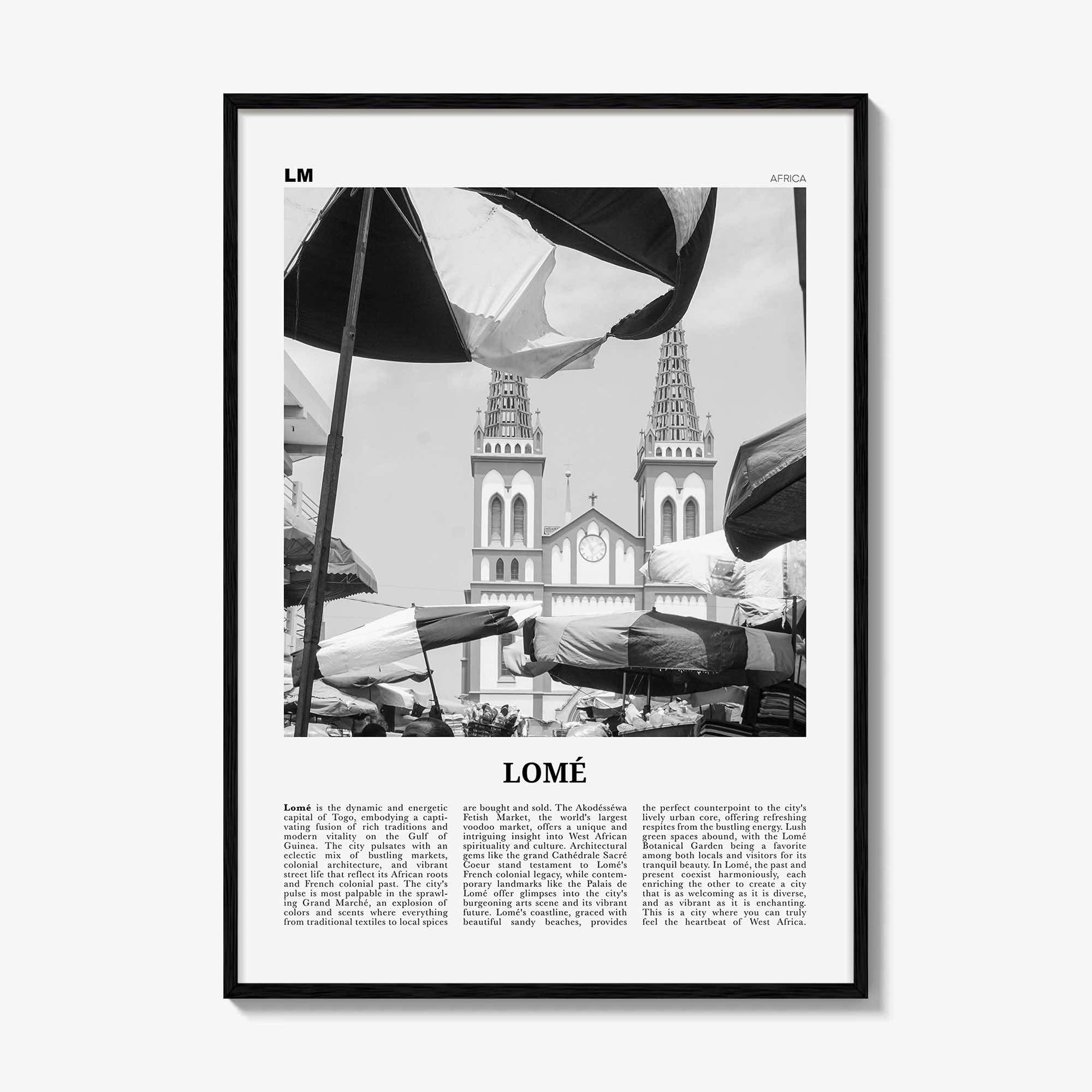 Lome Print Black and White, Lome Wall Art, Lome Poster, Lome Photo, Lome Wall Décor, Lome Map, Togo