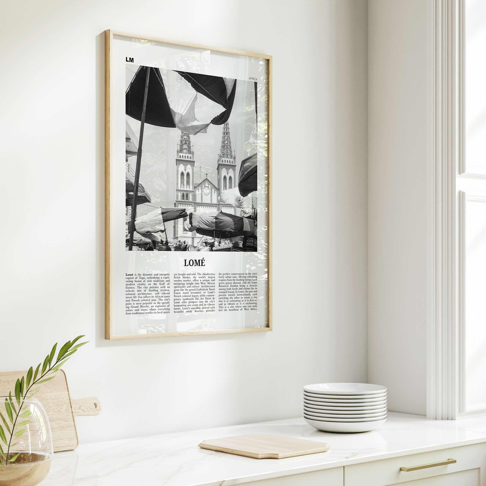 Lome Print Black and White, Lome Wall Art, Lome Poster, Lome Photo, Lome Wall Décor, Lome Map, Togo