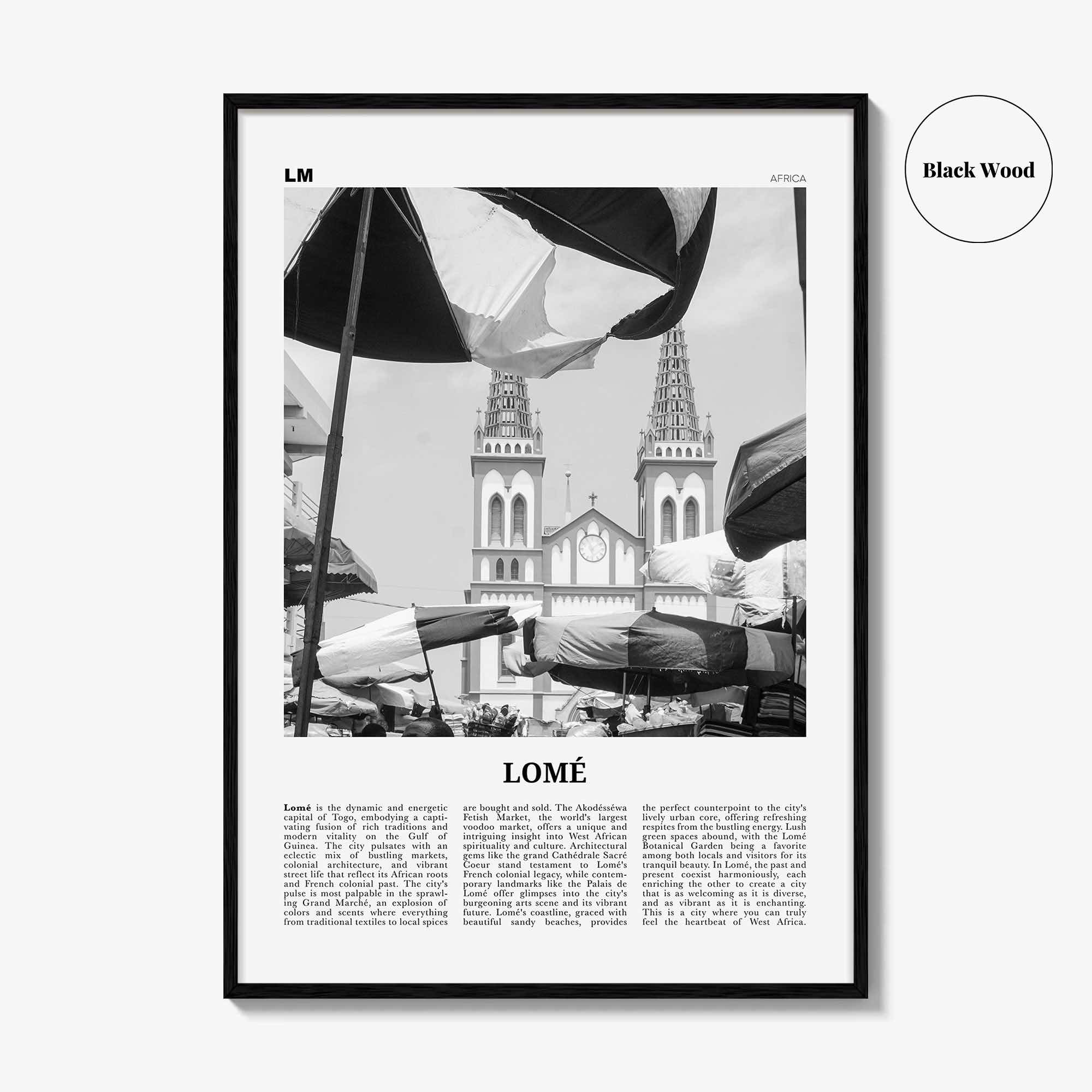 Lome Print Black and White, Lome Wall Art, Lome Poster, Lome Photo, Lome Wall Décor, Lome Map, Togo