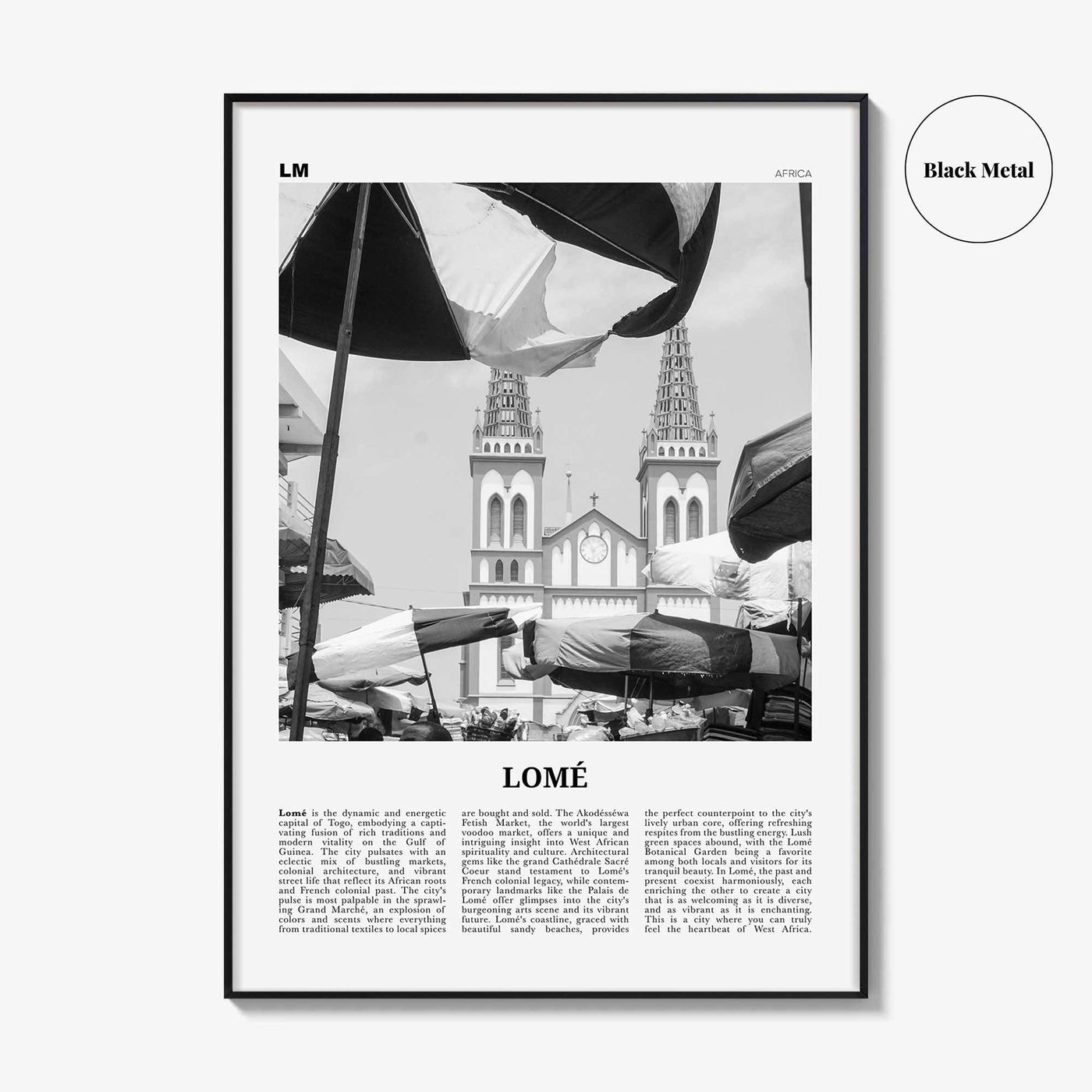 Lome Print Black and White, Lome Wall Art, Lome Poster, Lome Photo, Lome Wall Décor, Lome Map, Togo