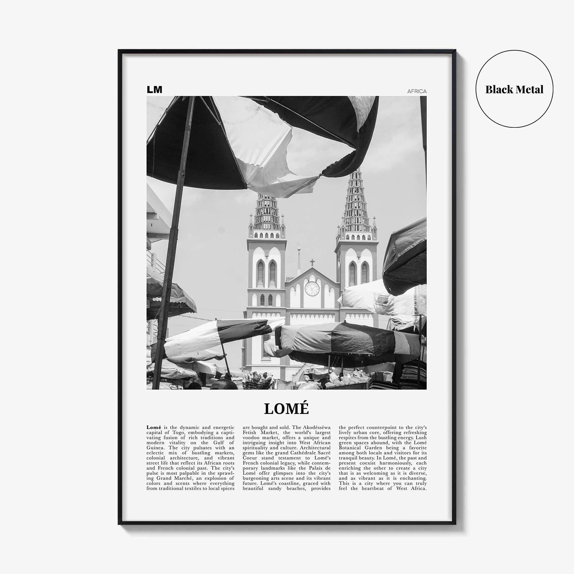 Lome Print Black and White, Lome Wall Art, Lome Poster, Lome Photo, Lome Wall Décor, Lome Map, Togo