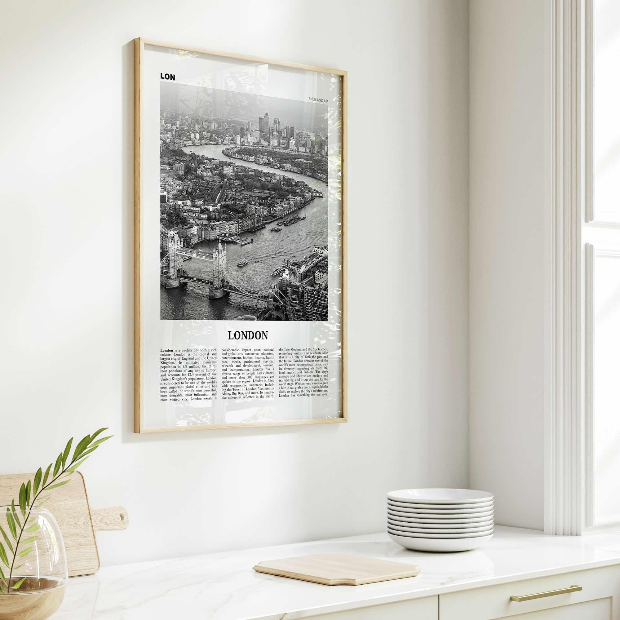 London Print Black and White No 2, London Wall Art, London Poster, London Photo, Tower Bridge, Elizabeth Tower, England, UK United Kingdom