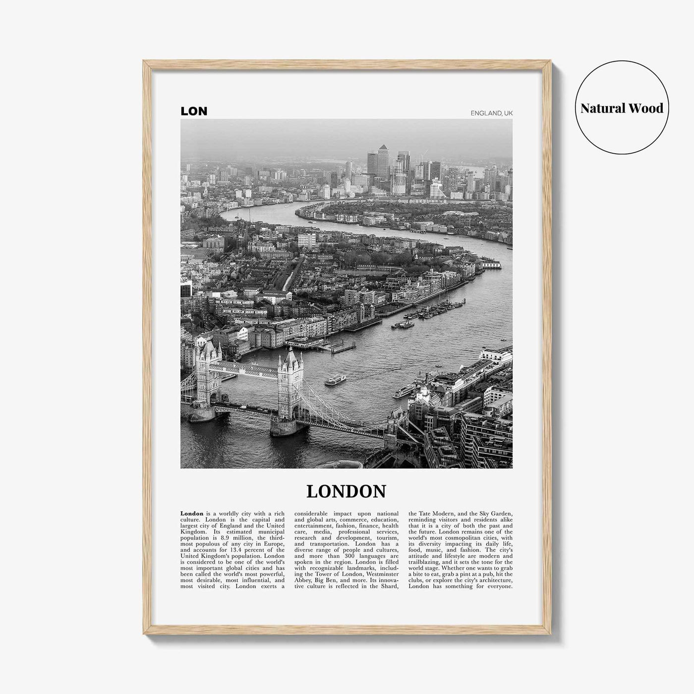 London Print Black and White No 2, London Wall Art, London Poster, London Photo, Tower Bridge, Elizabeth Tower, England, UK United Kingdom