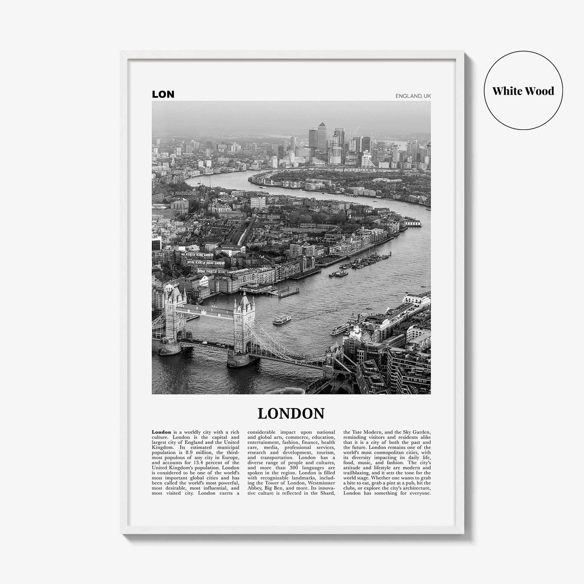 London Print Black and White No 2, London Wall Art, London Poster, London Photo, Tower Bridge, Elizabeth Tower, England, UK United Kingdom