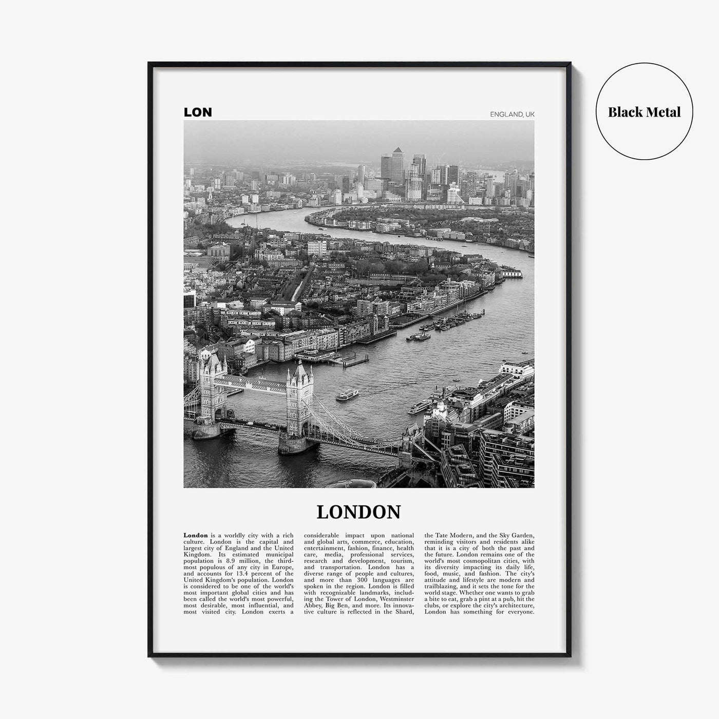 London Print Black and White No 2, London Wall Art, London Poster, London Photo, Tower Bridge, Elizabeth Tower, England, UK United Kingdom