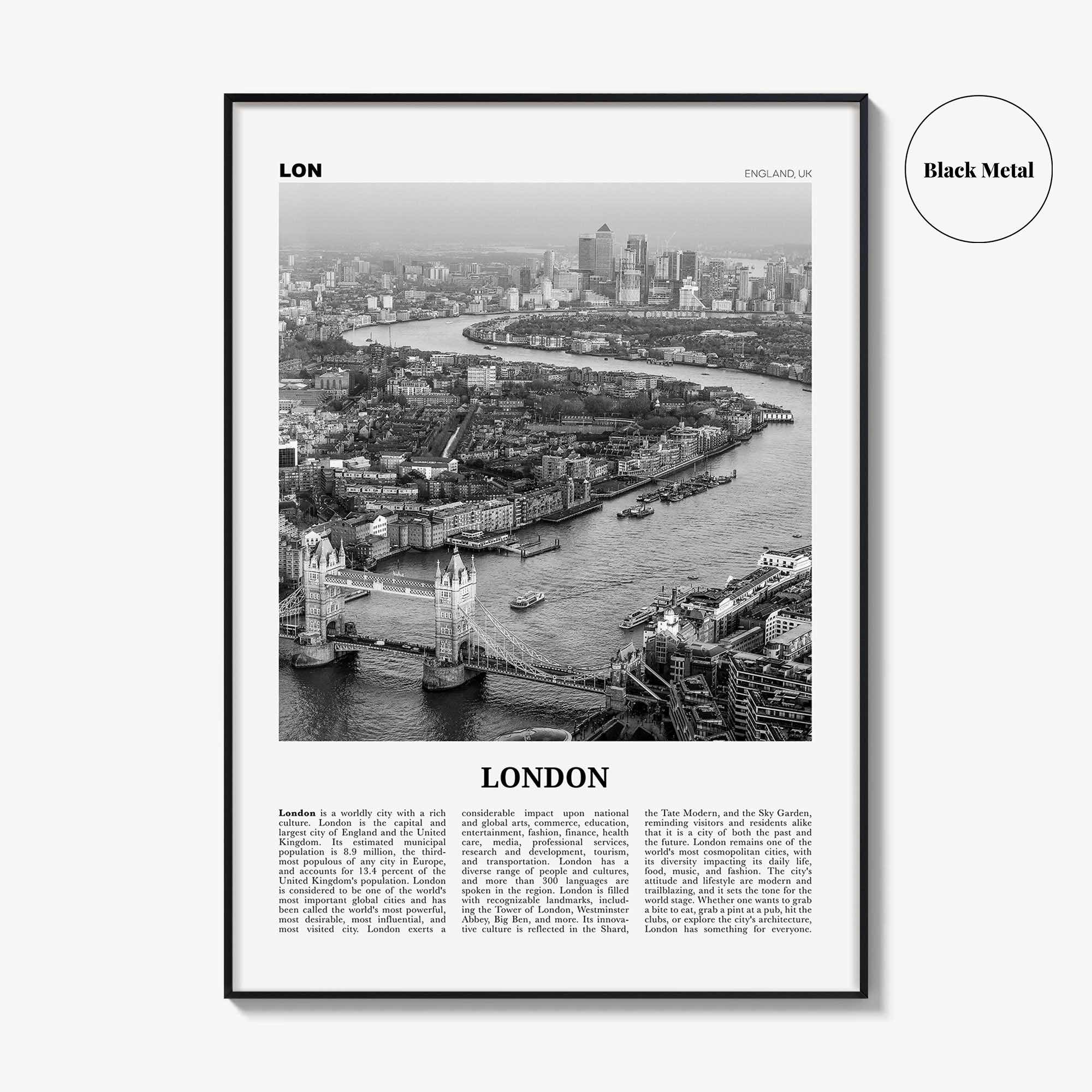 London Print Black and White No 2, London Wall Art, London Poster, London Photo, Tower Bridge, Elizabeth Tower, England, UK United Kingdom