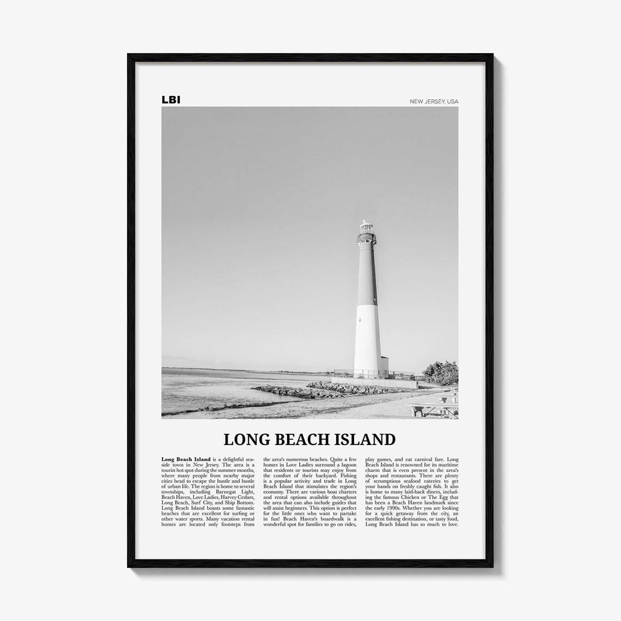 Long Beach Island Print Black and White, Long Beach Island Wall Art, Long Beach Island Poster, Long Beach Photo, New Jersey, USA