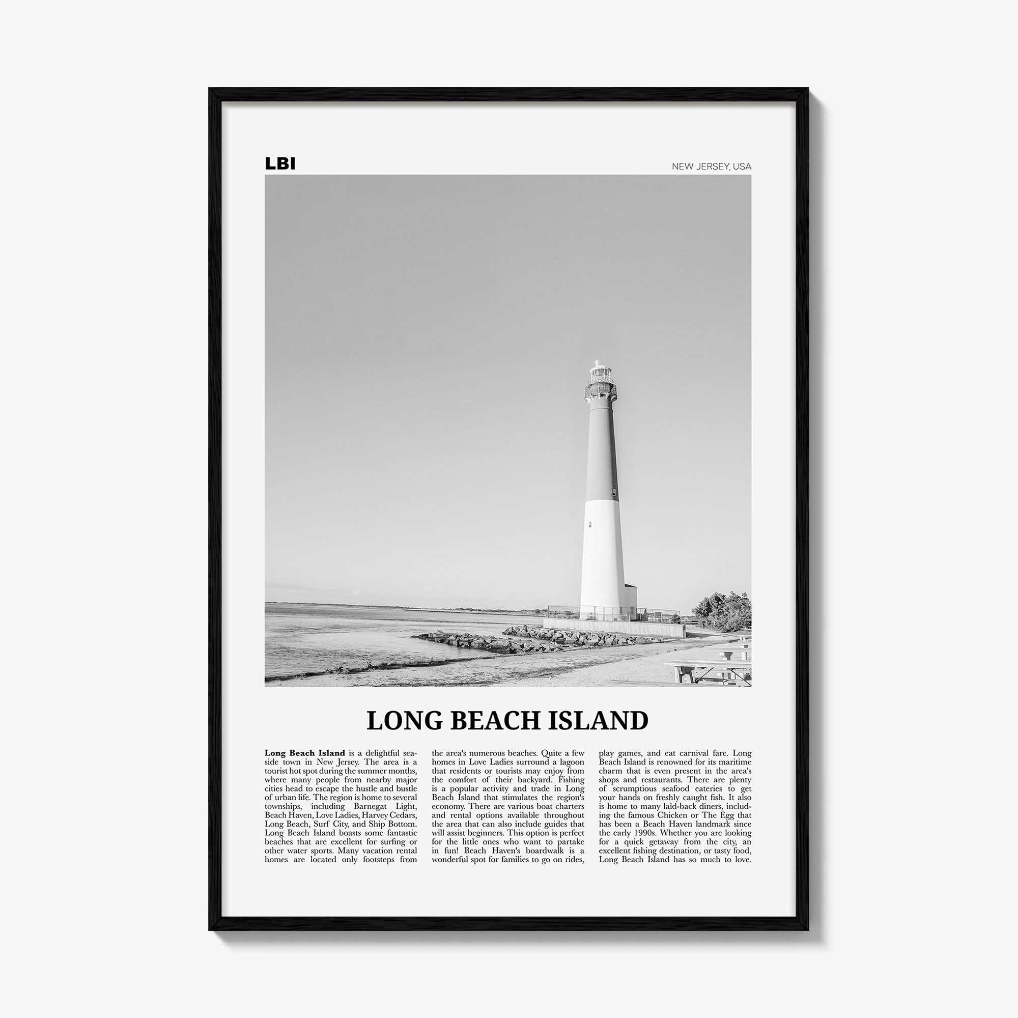Long Beach Island Print Black and White, Long Beach Island Wall Art, Long Beach Island Poster, Long Beach Photo, New Jersey, USA