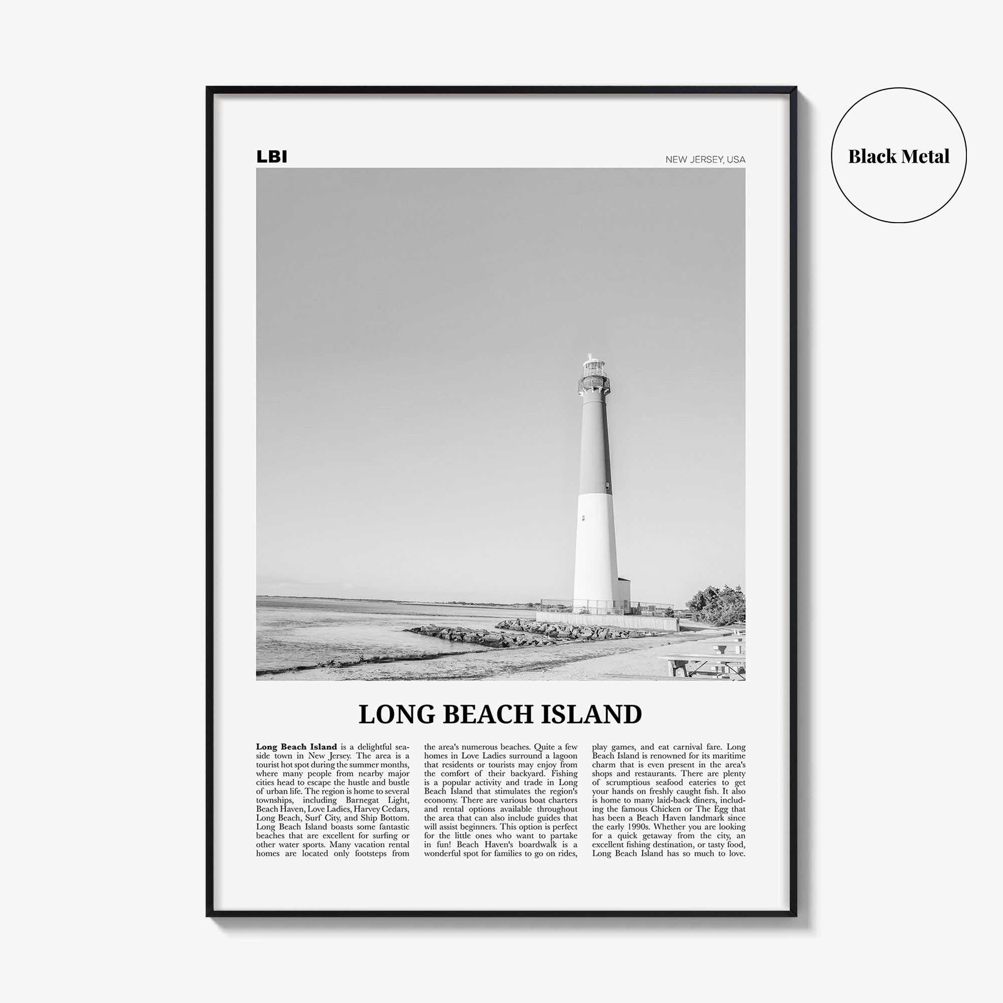Long Beach Island Print Black and White, Long Beach Island Wall Art, Long Beach Island Poster, Long Beach Photo, New Jersey, USA