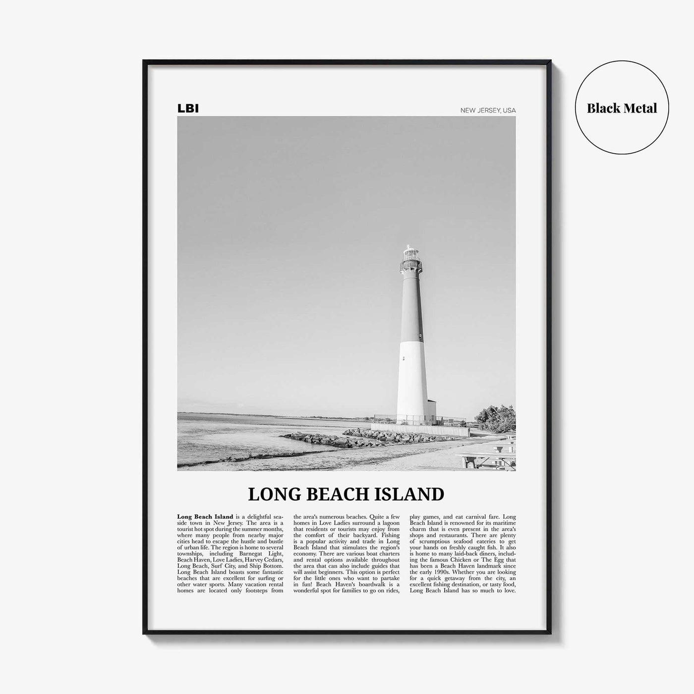 Long Beach Island Print Black and White, Long Beach Island Wall Art, Long Beach Island Poster, Long Beach Photo, New Jersey, USA