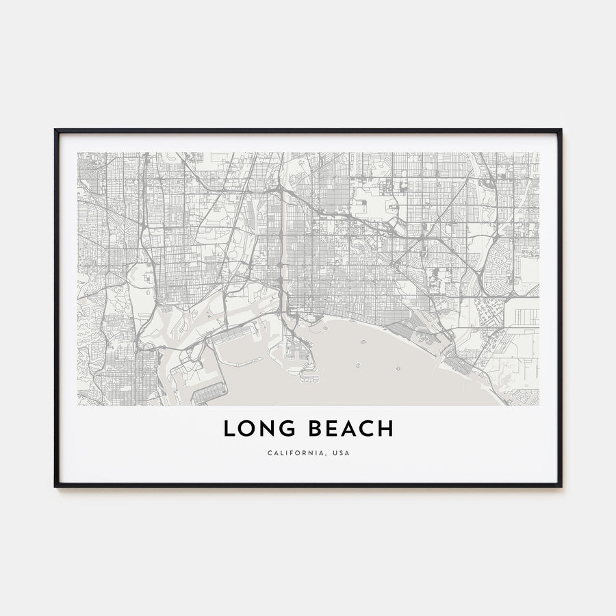Long Beach Map Landscape Poster