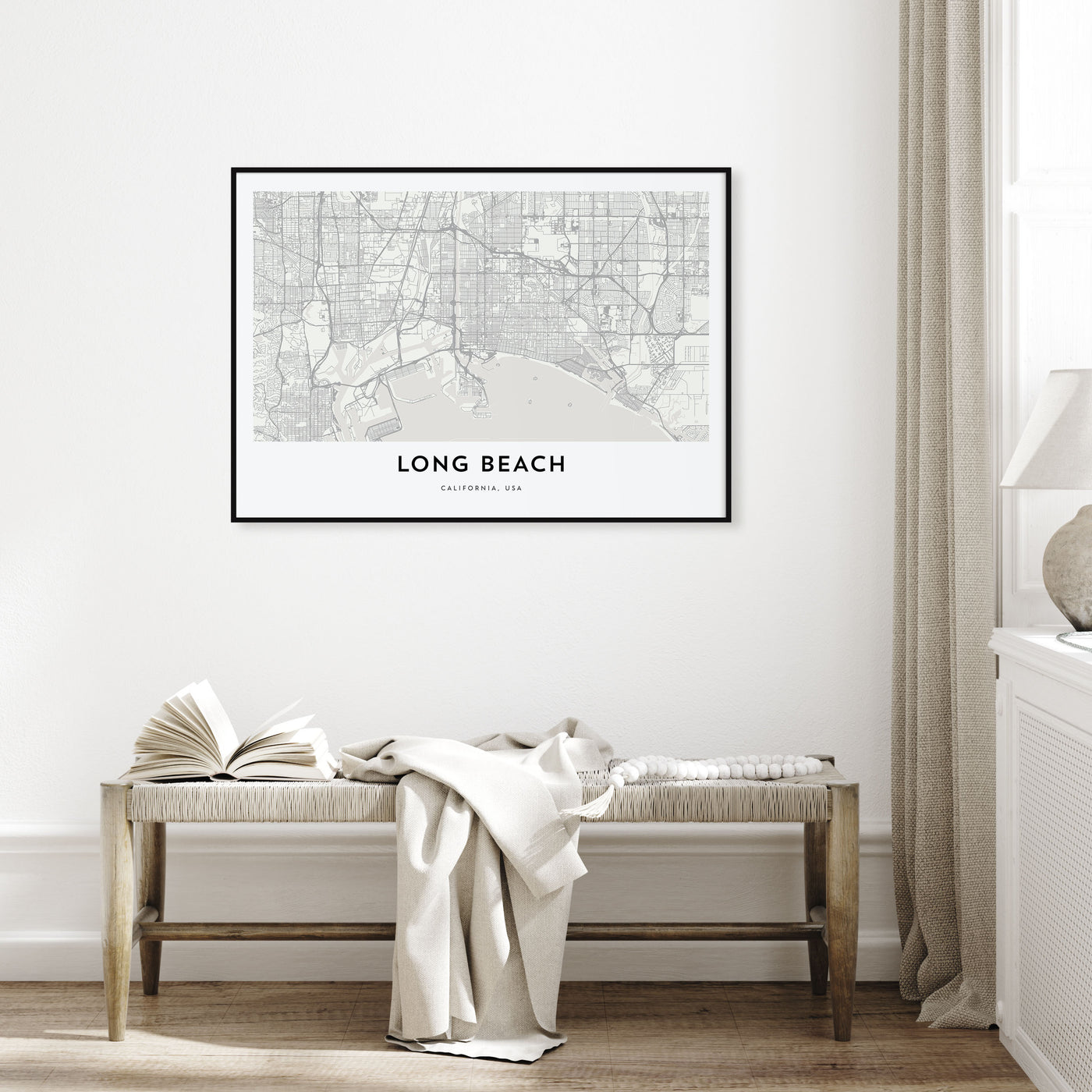 Long Beach Map Landscape Poster