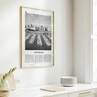 Long Beach Print Black and White No 2, Long Beach Wall Art, Long Beach Poster, Long Beach Photo, USA, United States, North America