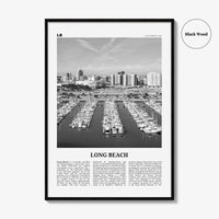 Long Beach Print Black and White No 2, Long Beach Wall Art, Long Beach Poster, Long Beach Photo, USA, United States, North America