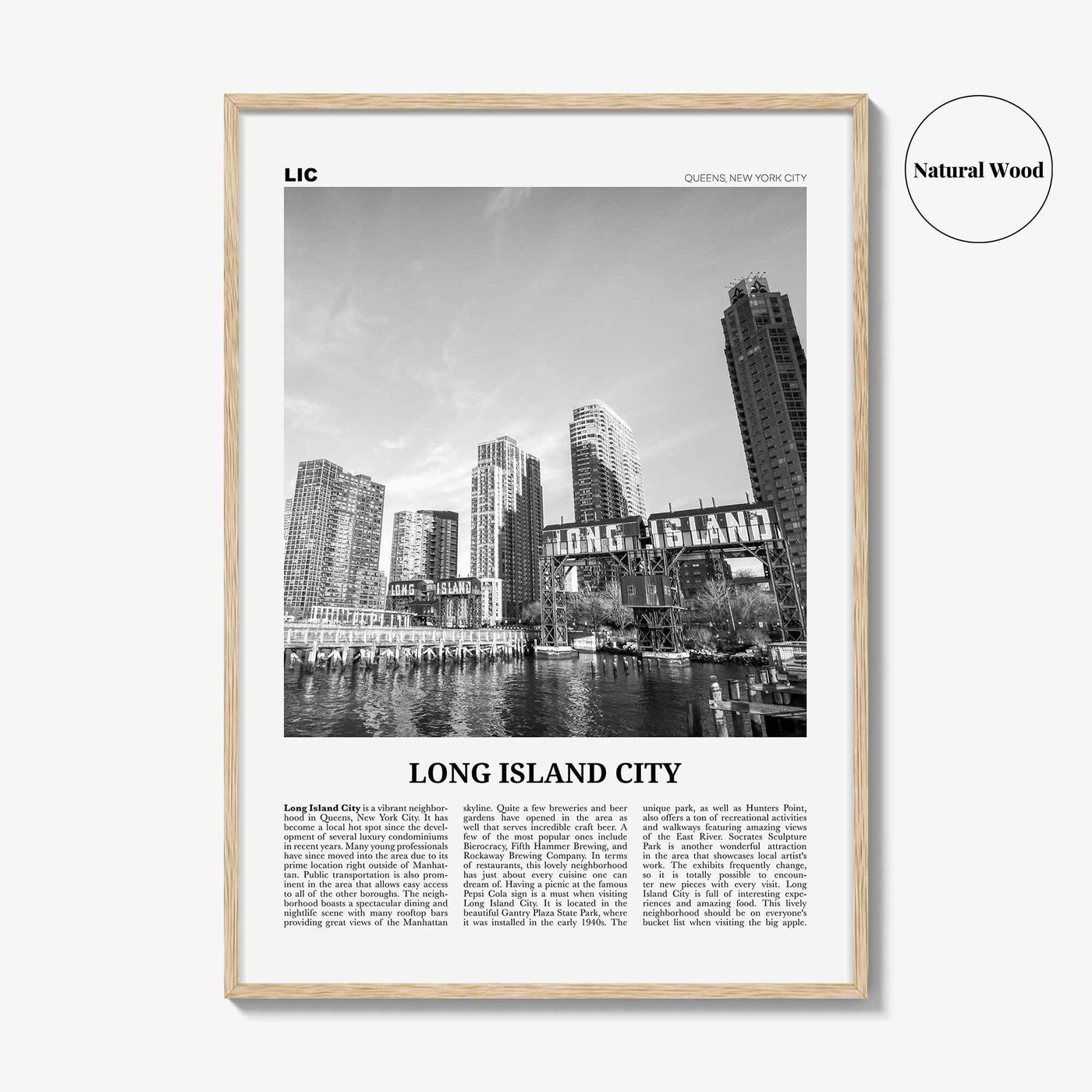 Long Island City Print Black and White, Long Island City Wall Art, Long Island City Poster, Long Island City Photo, Queens, New York, USA