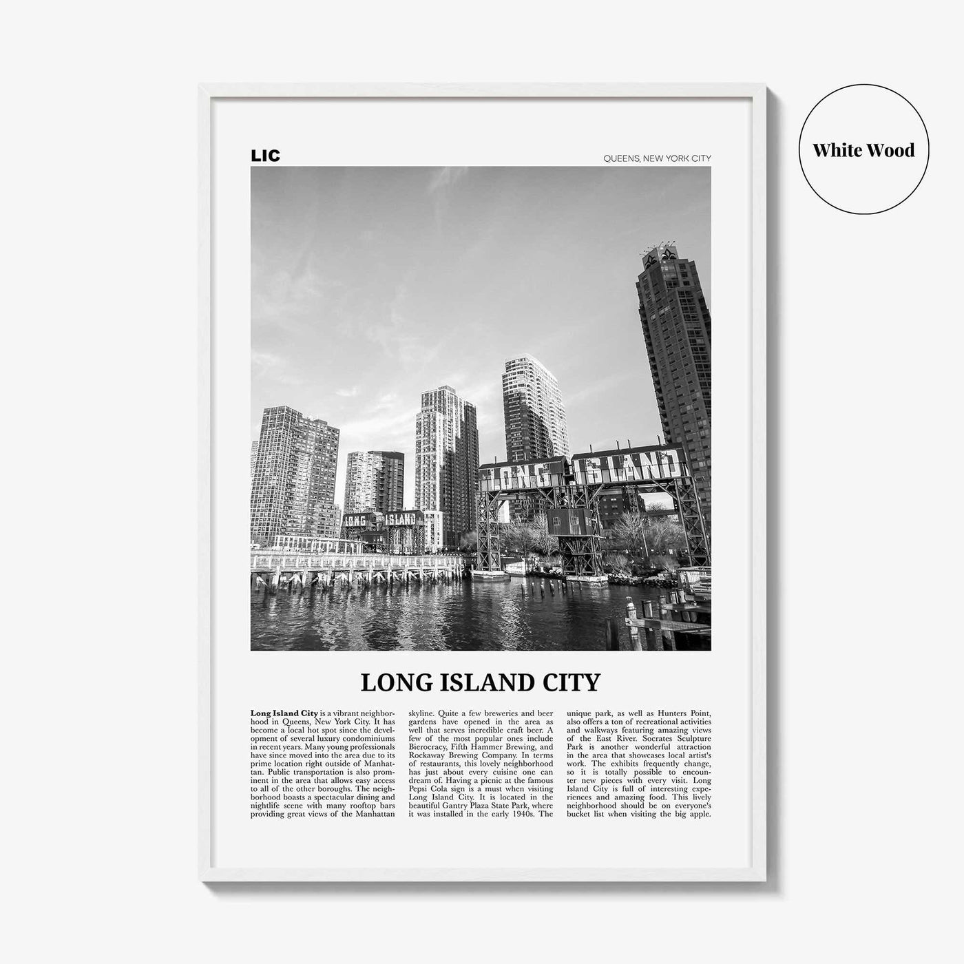 Long Island City Print Black and White, Long Island City Wall Art, Long Island City Poster, Long Island City Photo, Queens, New York, USA