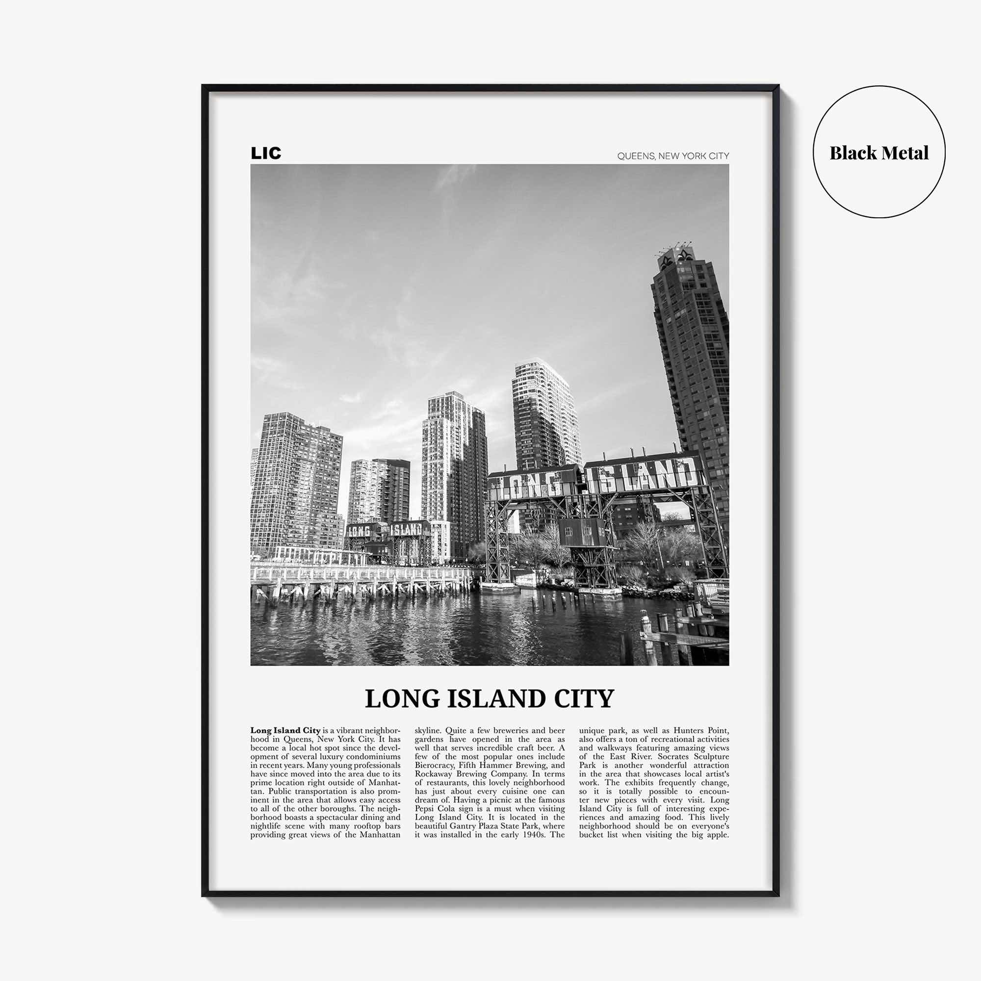 Long Island City Print Black and White, Long Island City Wall Art, Long Island City Poster, Long Island City Photo, Queens, New York, USA