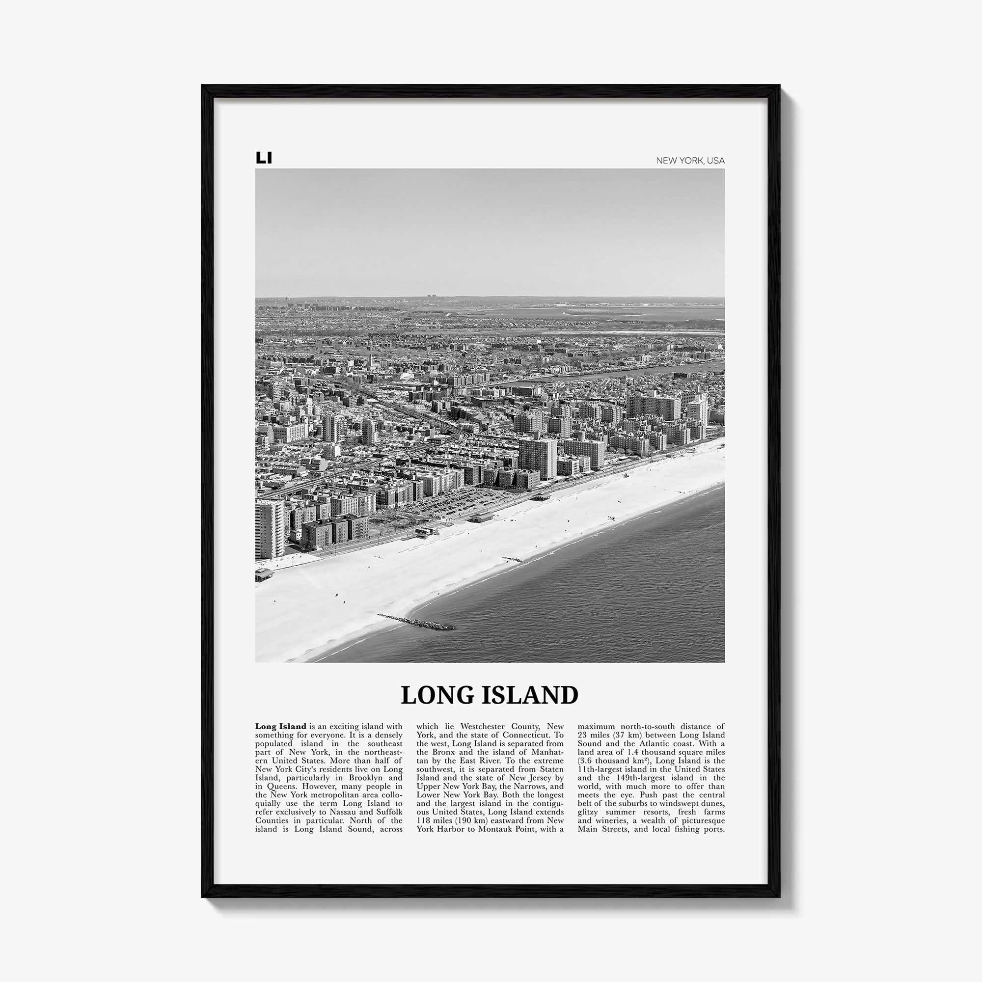 Long Island Print Black and White No 1, Long Island Wall Art, Long Island Poster, Long Island Photo, New York, USA, United States