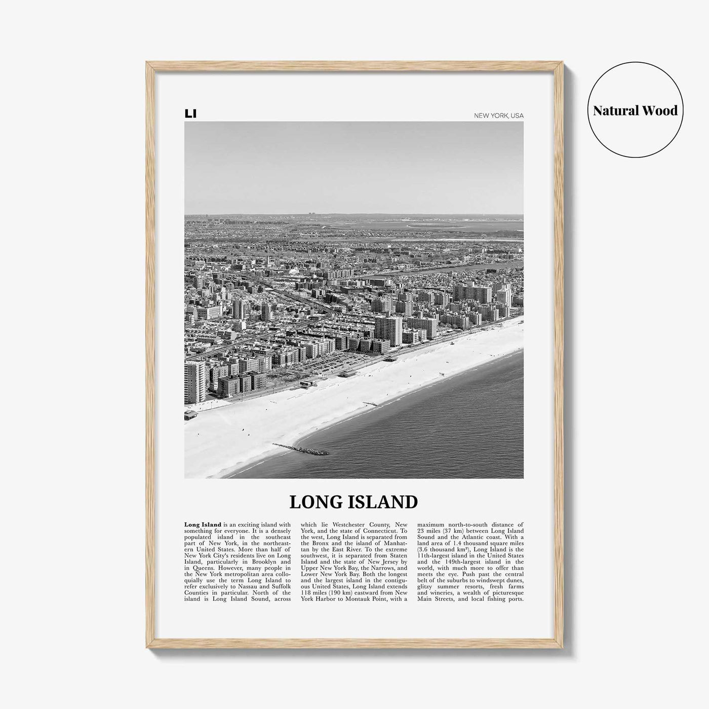 Long Island Print Black and White No 1, Long Island Wall Art, Long Island Poster, Long Island Photo, New York, USA, United States