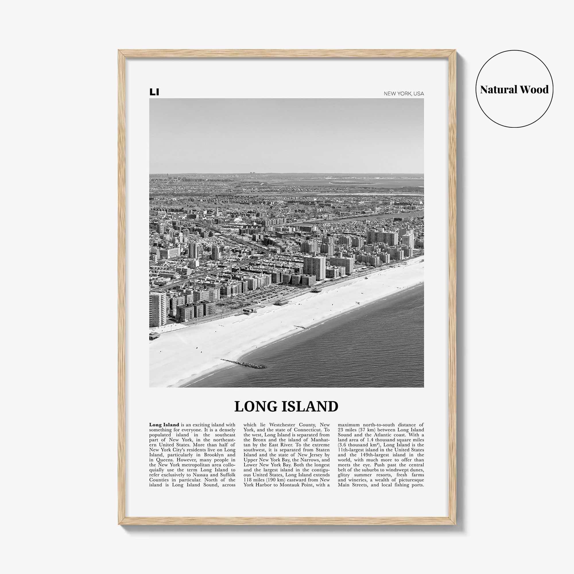 Long Island Print Black and White No 1, Long Island Wall Art, Long Island Poster, Long Island Photo, New York, USA, United States