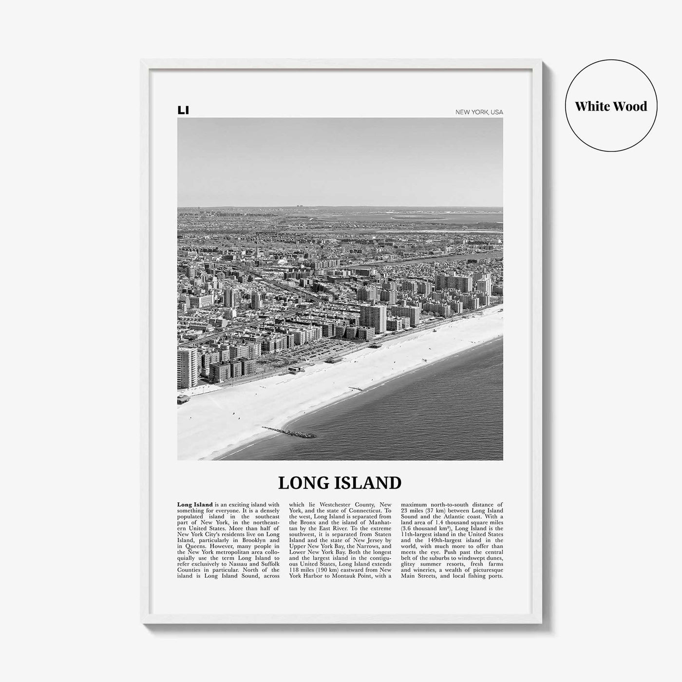 Long Island Print Black and White No 1, Long Island Wall Art, Long Island Poster, Long Island Photo, New York, USA, United States