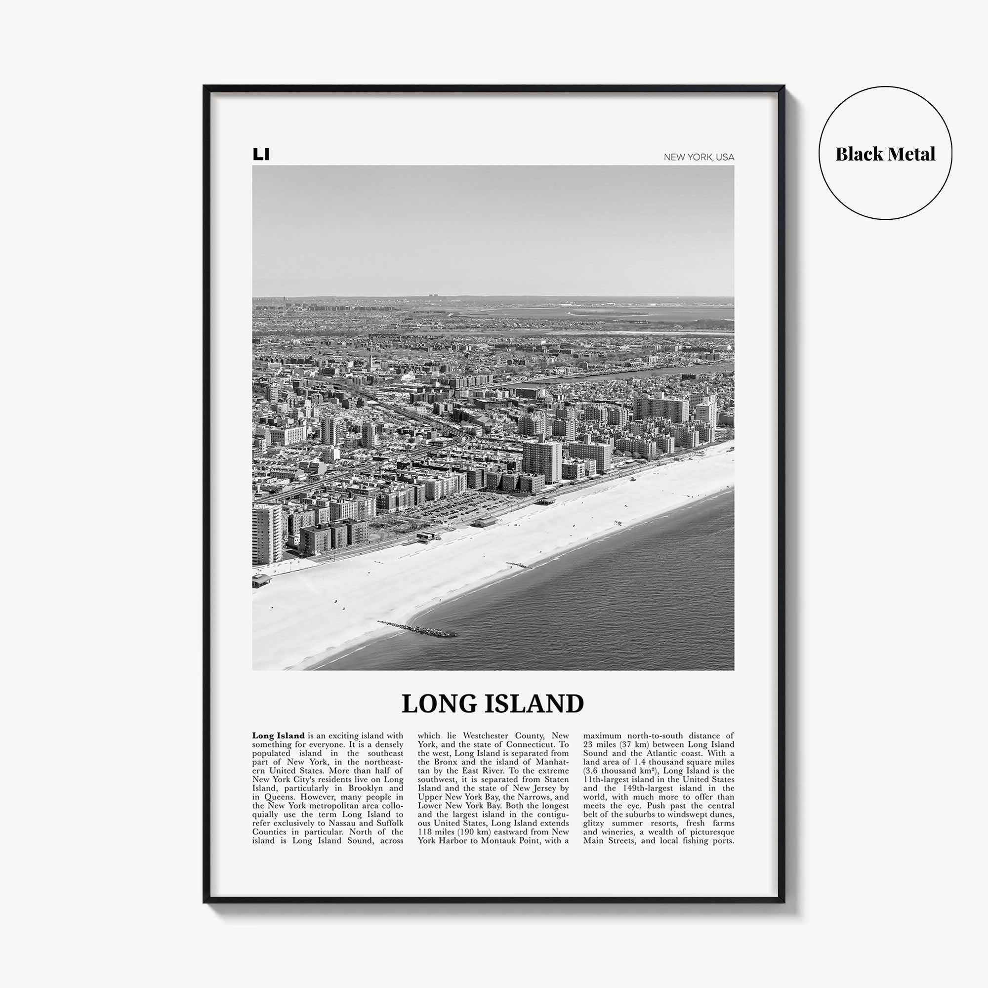 Long Island Print Black and White No 1, Long Island Wall Art, Long Island Poster, Long Island Photo, New York, USA, United States