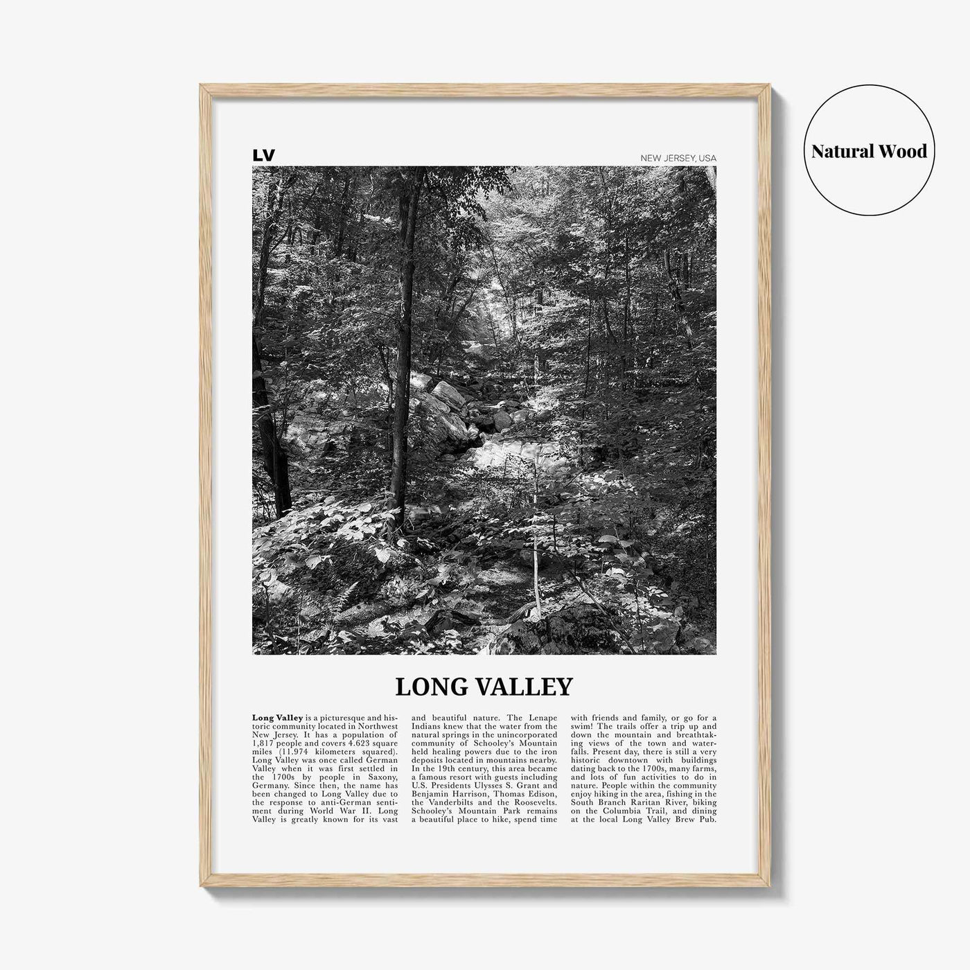 Long Valley Print Black and White, Long Valley Wall Art, Long Valley Poster, Long Valley Photo, Long Valley Wall Décor, Long Valley Map