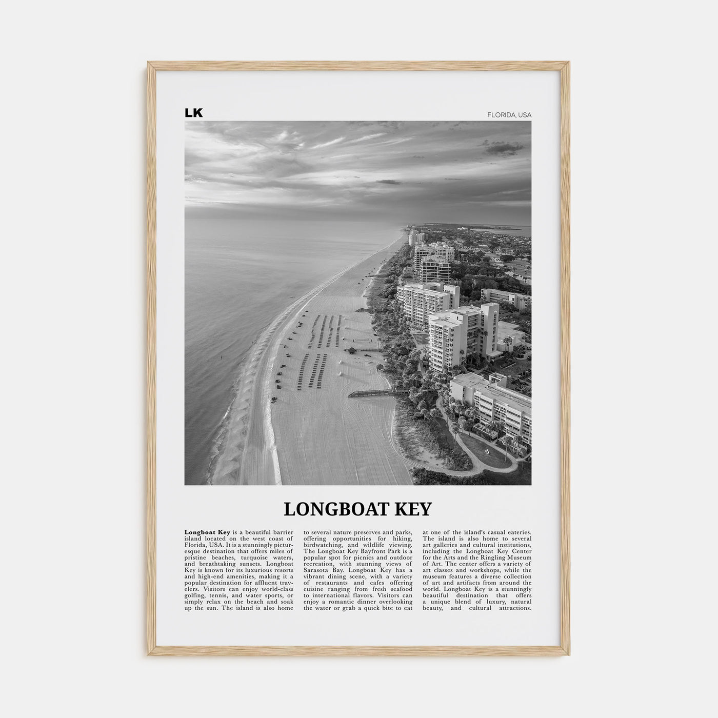 Longboat Key Travel B&W Poster