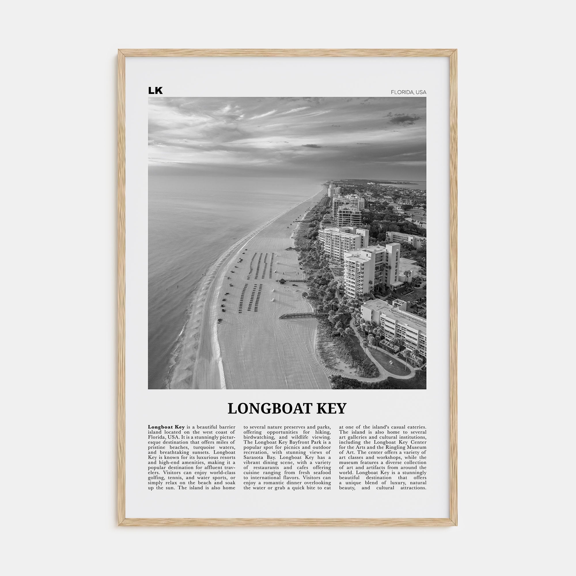 Longboat Key Travel B&W Poster