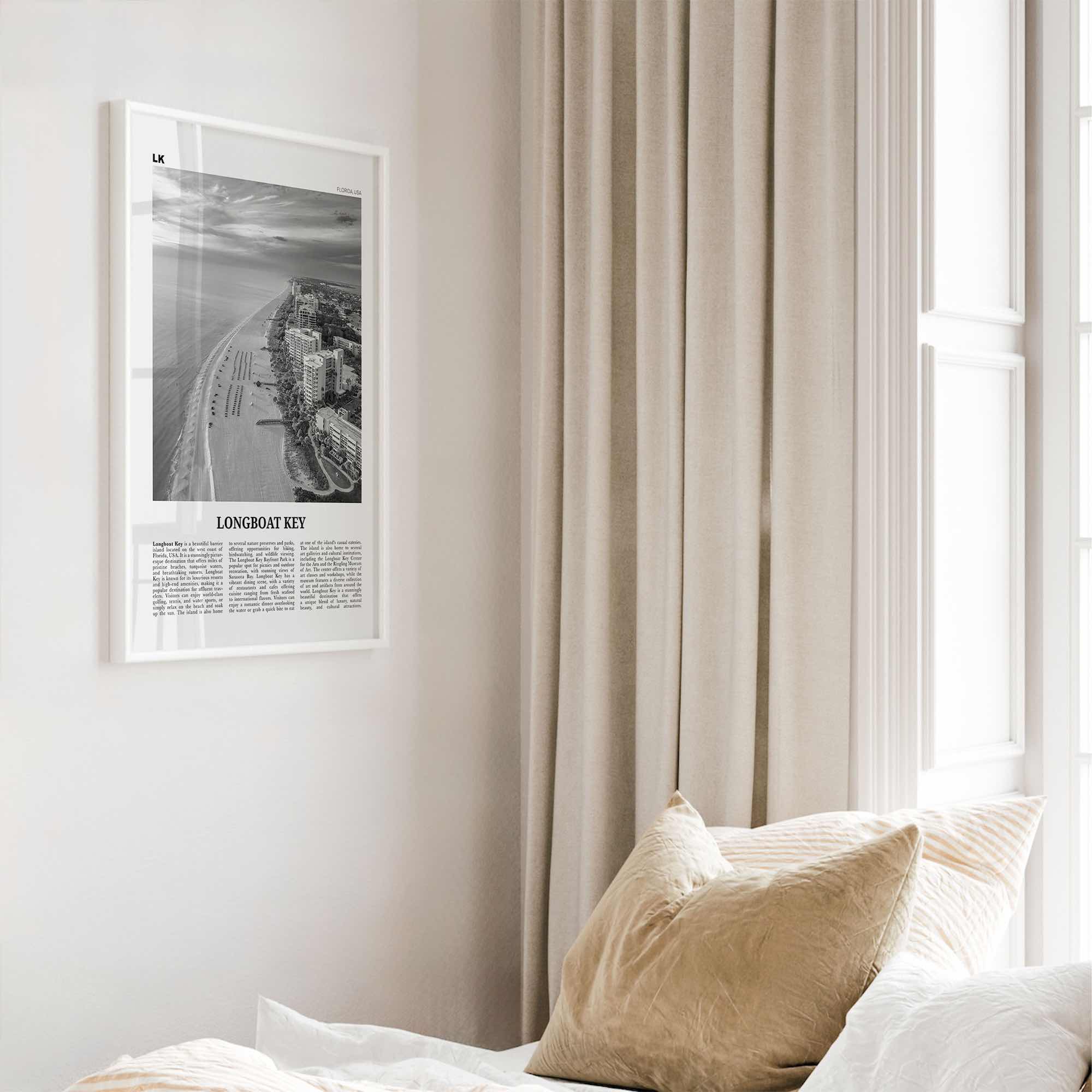 Longboat Key Print Black and White, Longboat Key Wall Art, Longboat Key Poster, Longboat Key Photo, Longboat Key Wall Décor, Longboat Map