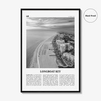 Longboat Key Print Black and White, Longboat Key Wall Art, Longboat Key Poster, Longboat Key Photo, Longboat Key Wall Décor, Longboat Map