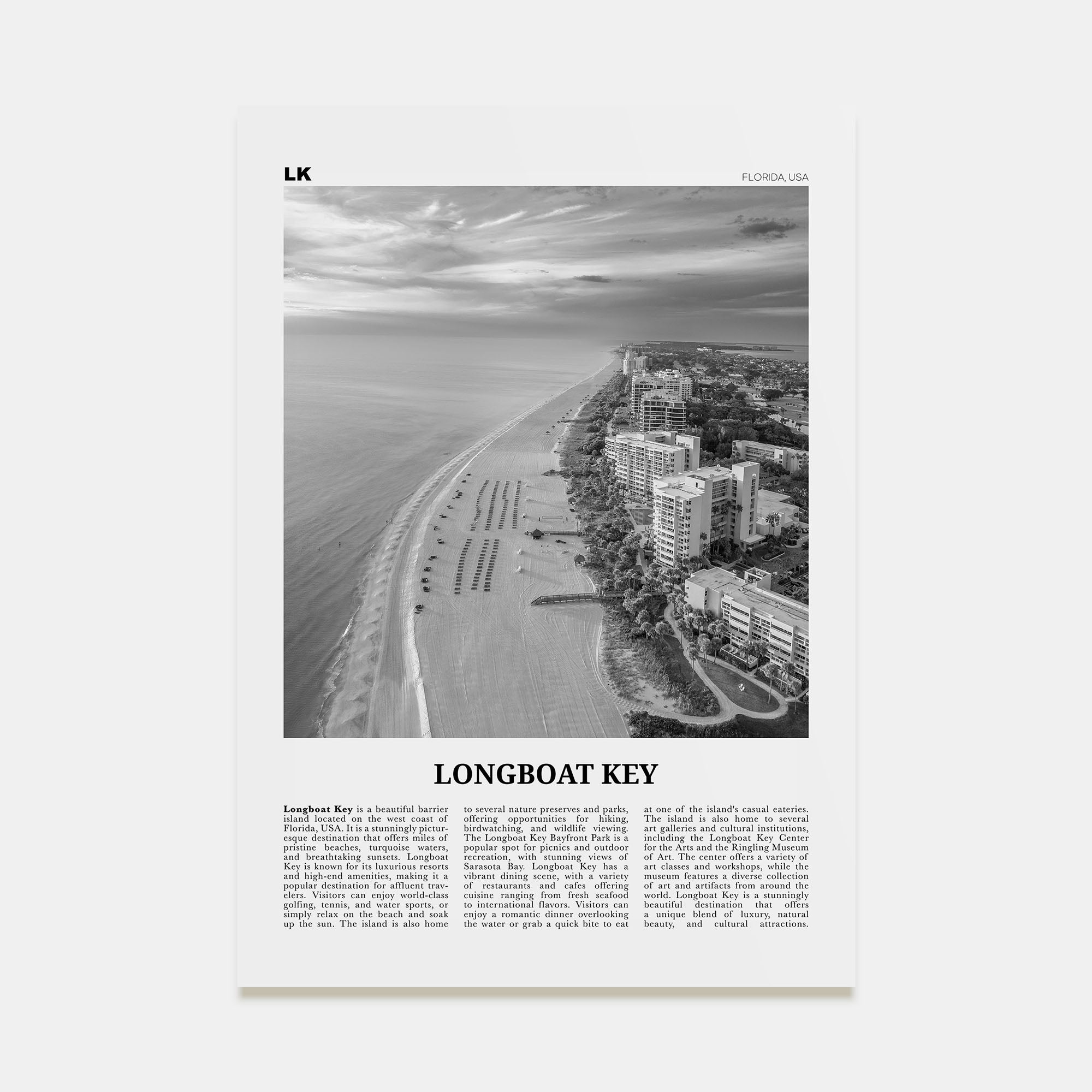 Longboat Key Travel B&W Poster