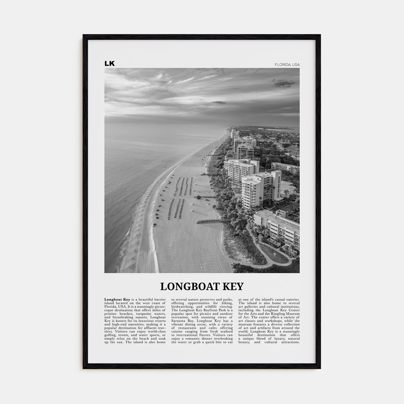 Longboat Key Travel B&W Poster
