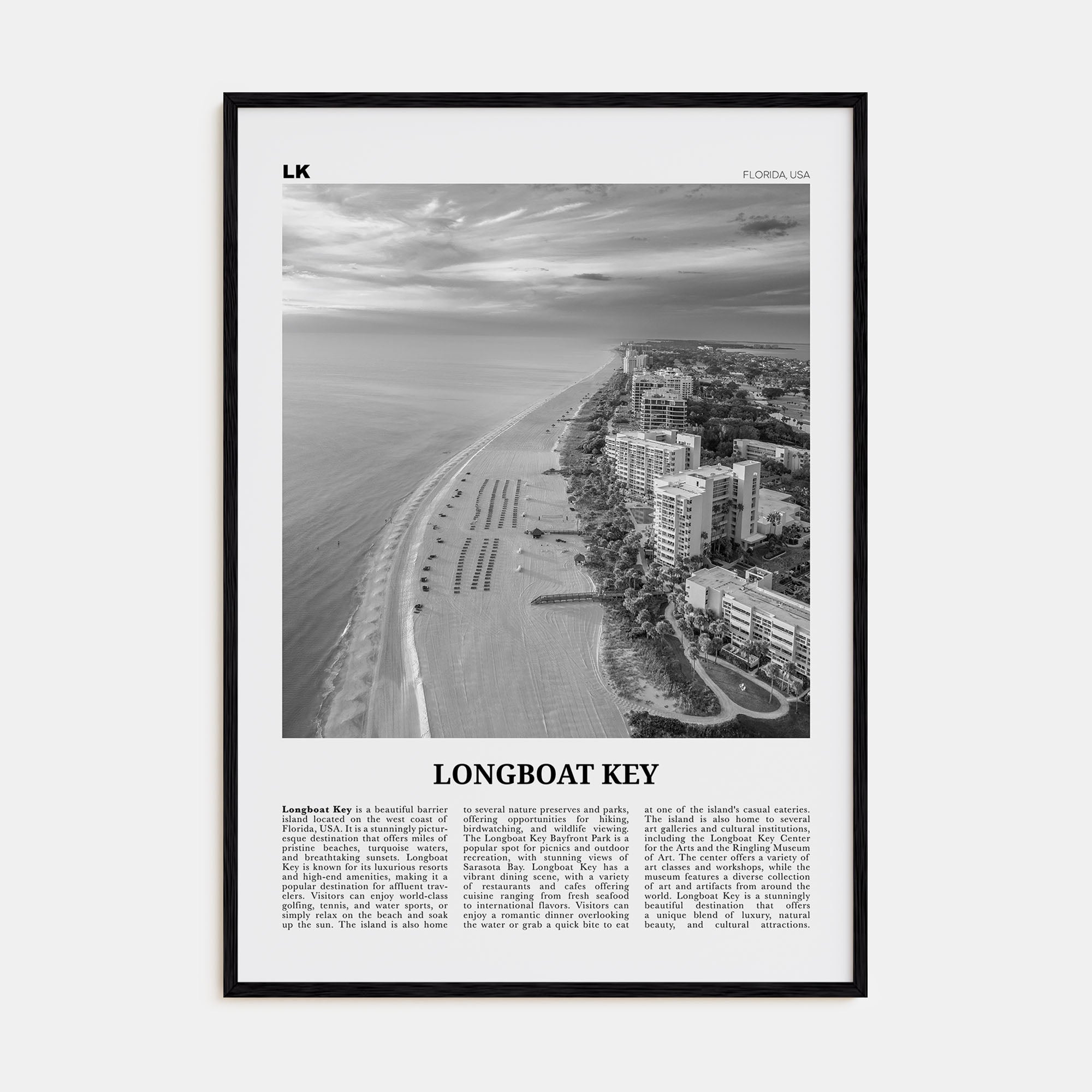 Longboat Key Travel B&W Poster