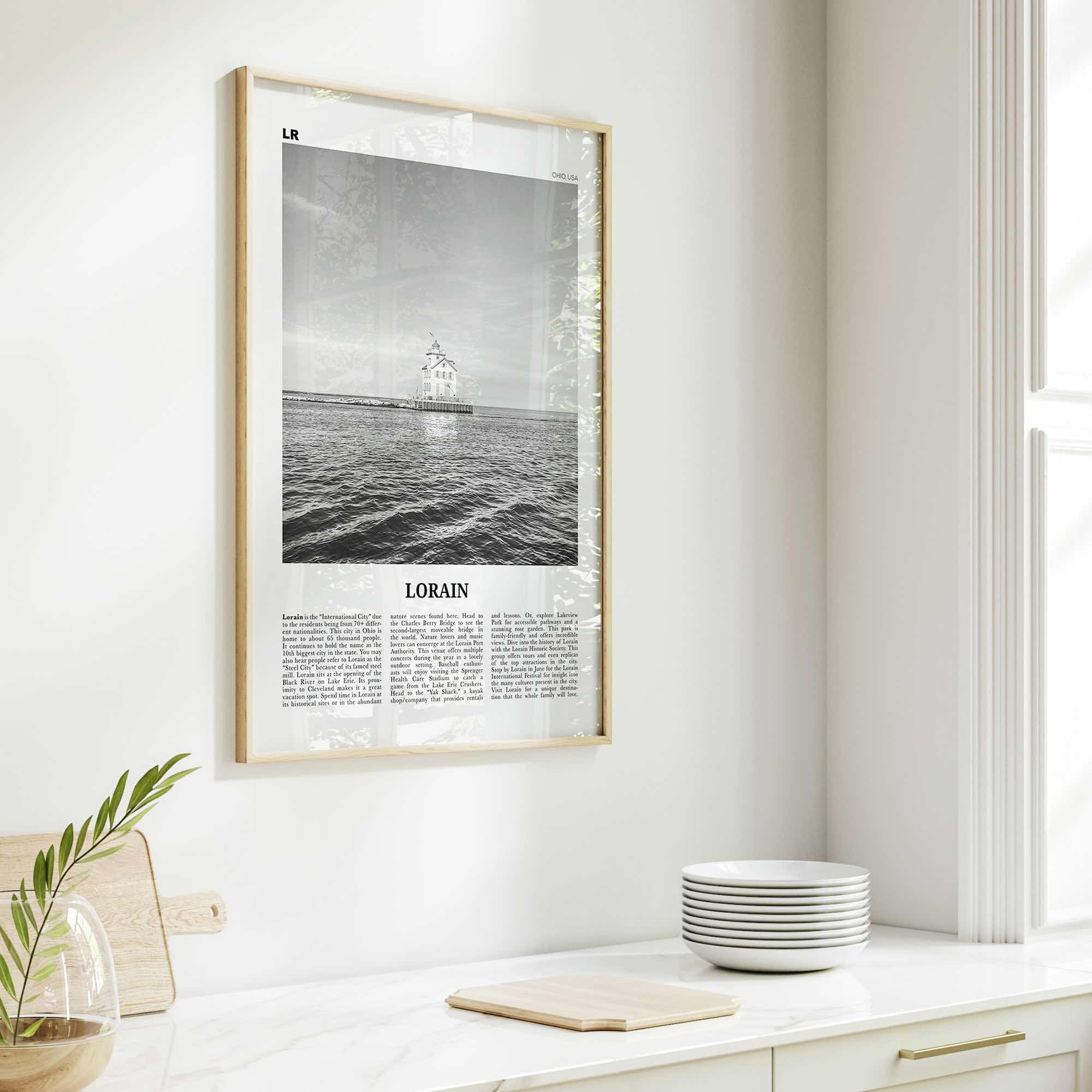 Lorain Print Black and White, Lorain Wall Art, Lorain Poster, Lorain Photo, Lorain Wall Décor, Lorain Map, Ohio, USA