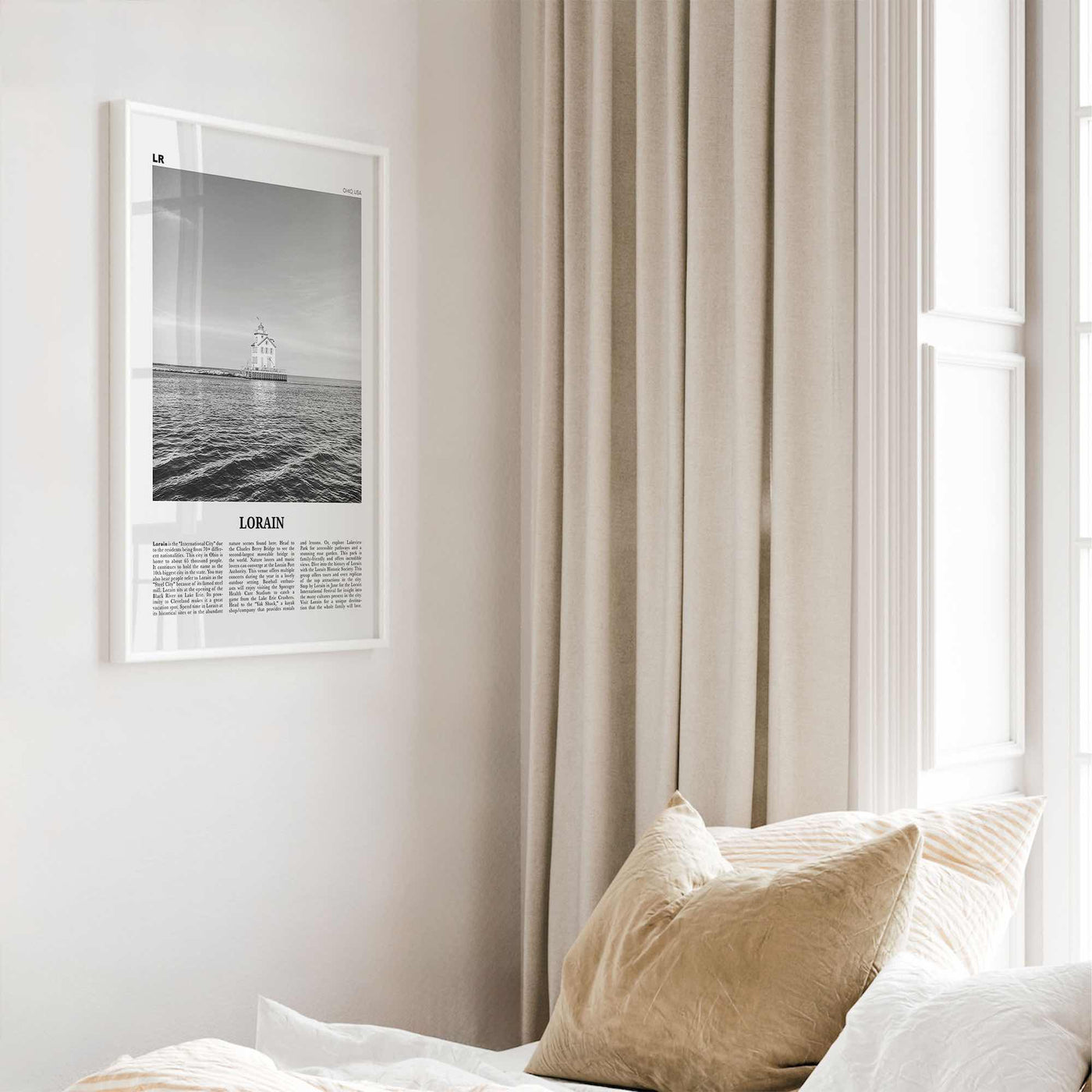 Lorain Print Black and White, Lorain Wall Art, Lorain Poster, Lorain Photo, Lorain Wall Décor, Lorain Map, Ohio, USA