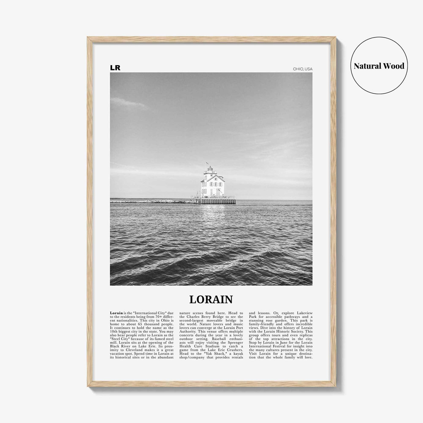 Lorain Print Black and White, Lorain Wall Art, Lorain Poster, Lorain Photo, Lorain Wall Décor, Lorain Map, Ohio, USA