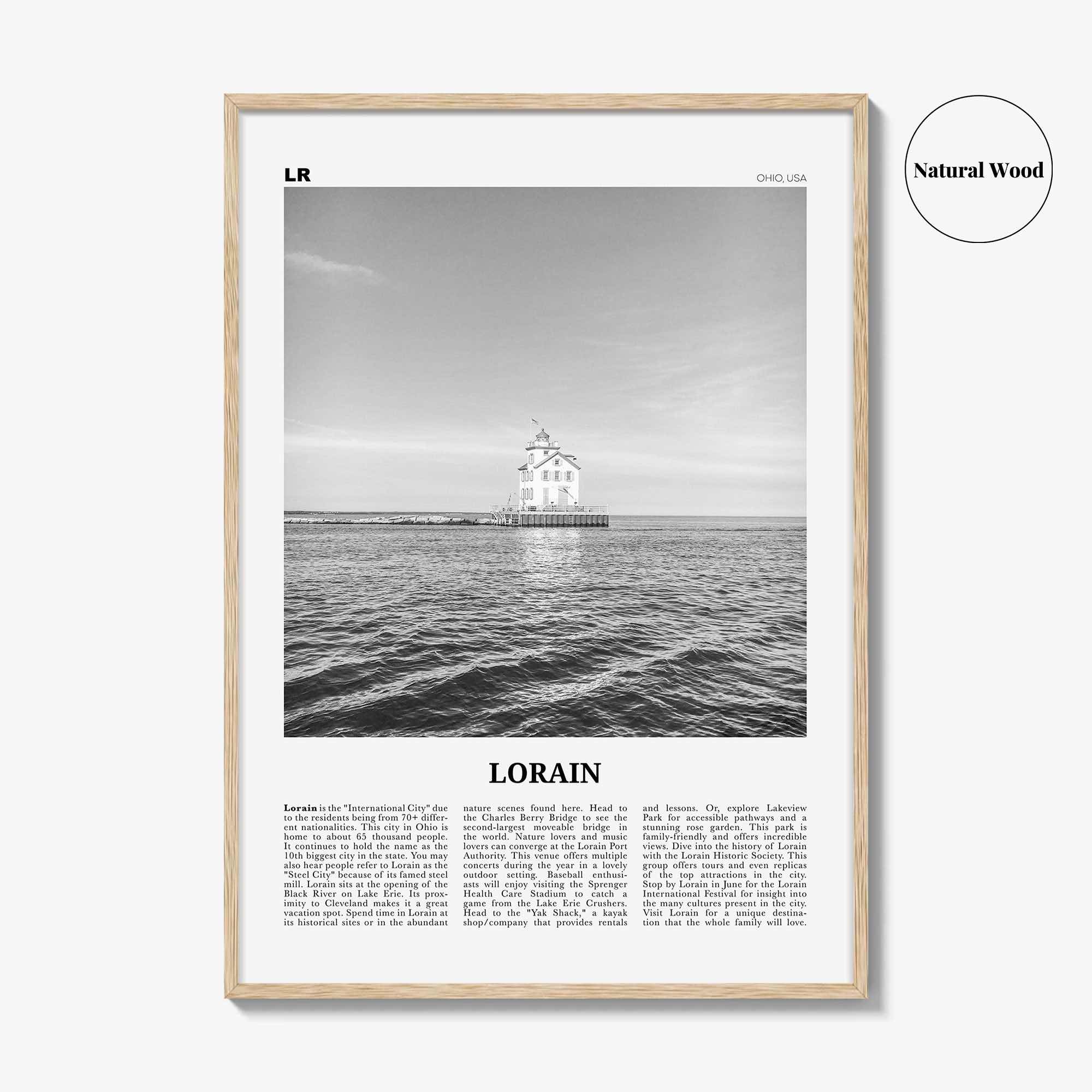 Lorain Print Black and White, Lorain Wall Art, Lorain Poster, Lorain Photo, Lorain Wall Décor, Lorain Map, Ohio, USA