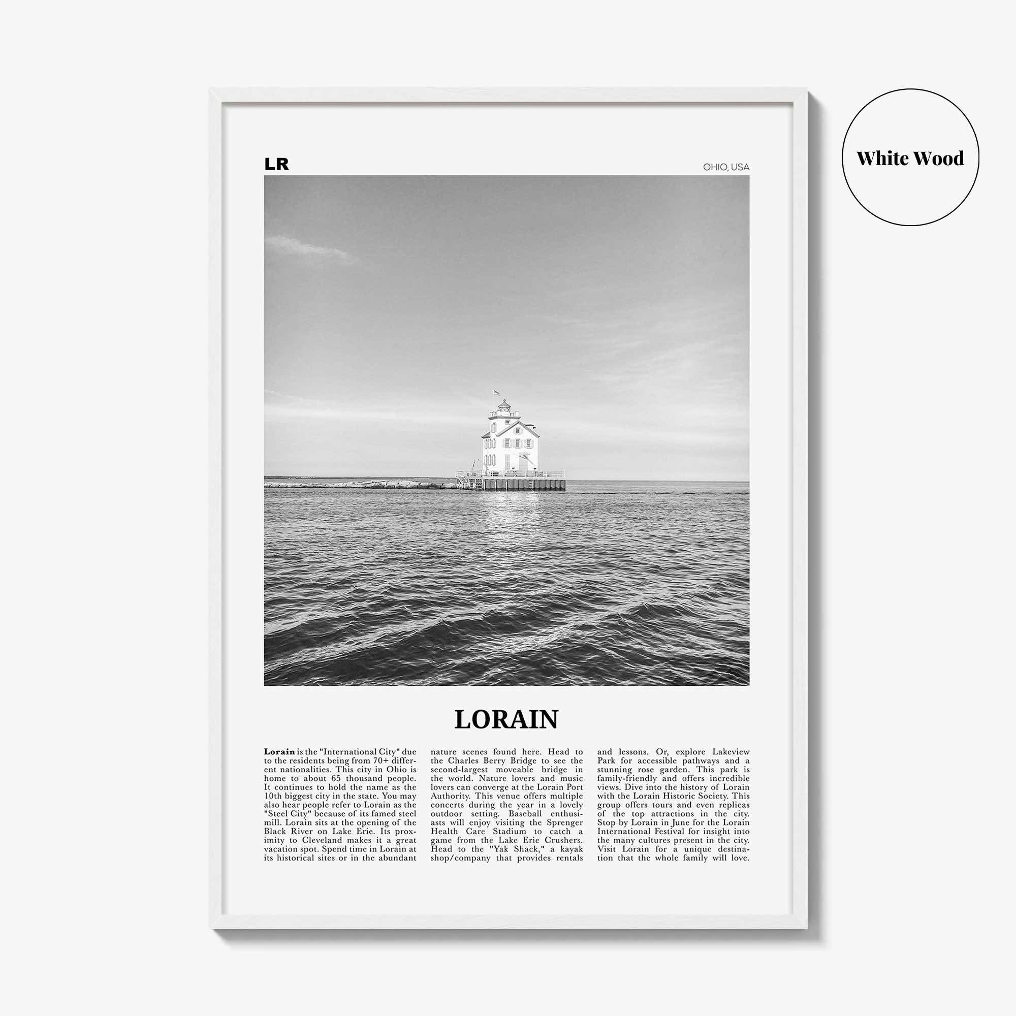 Lorain Print Black and White, Lorain Wall Art, Lorain Poster, Lorain Photo, Lorain Wall Décor, Lorain Map, Ohio, USA