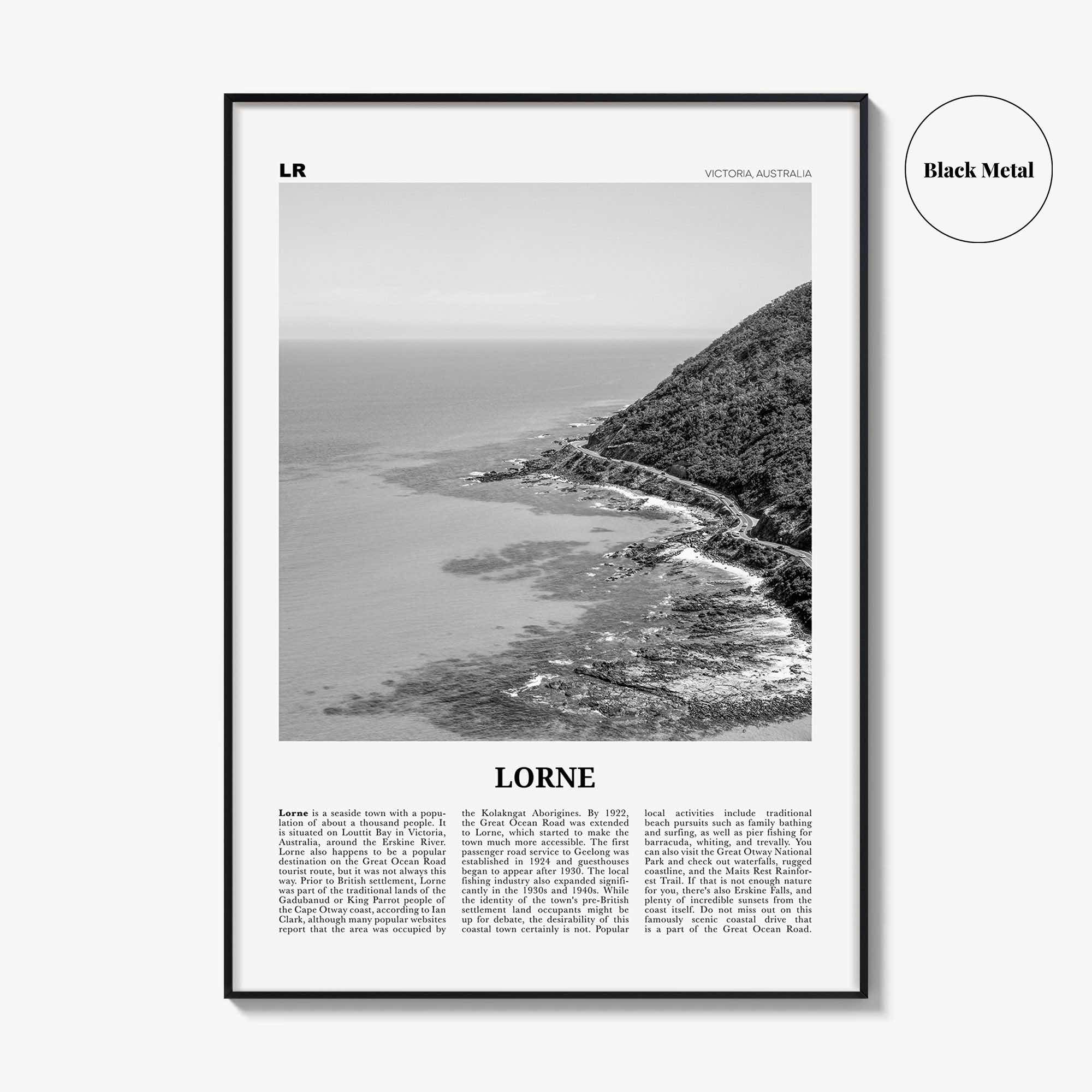 Lorne Print Black and White, Lorne Wall Art, Lorne Poster, Lorne Photo, Lorne Wall Décor, Victoria, Australia