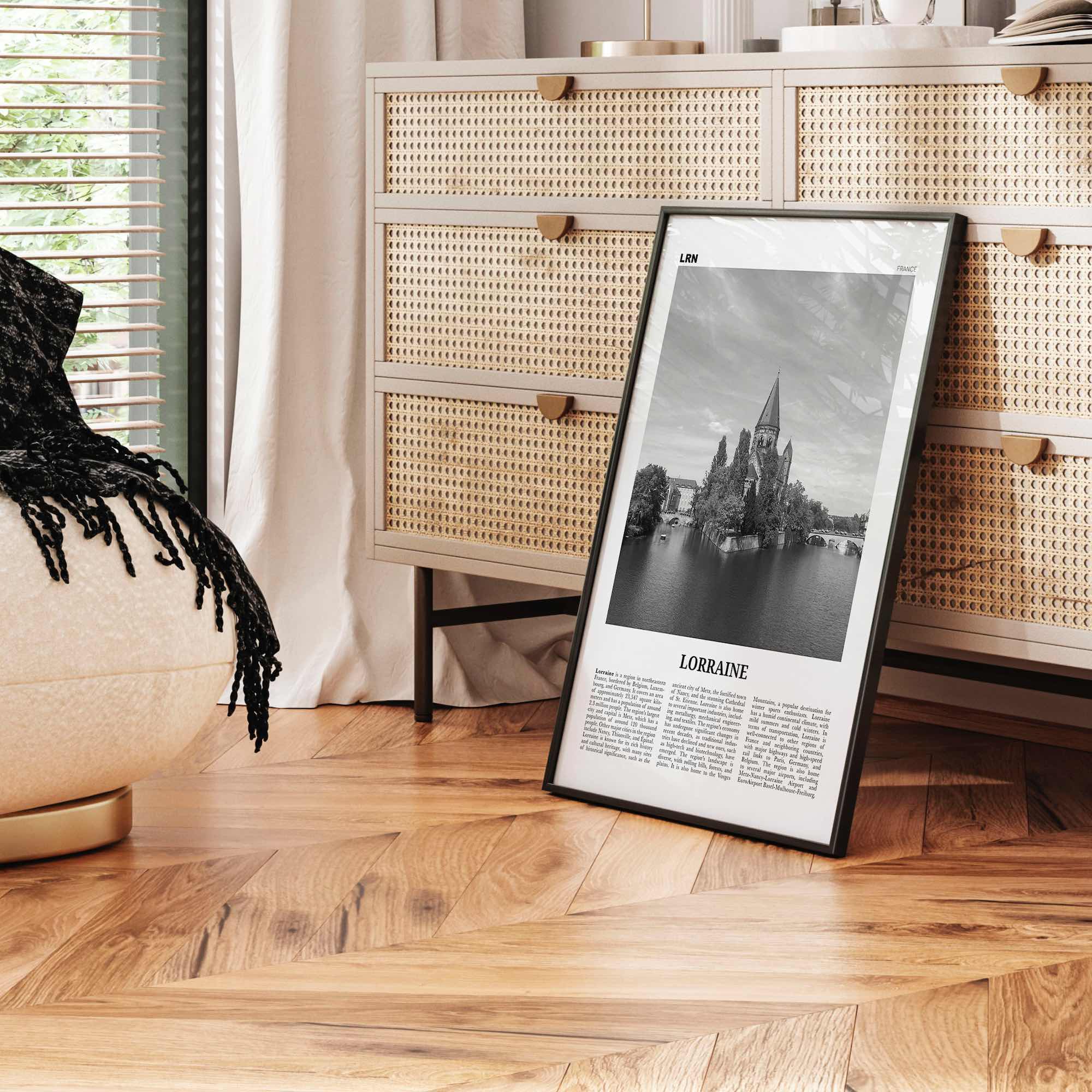 Lorraine Print Black and White, Lorraine Wall Art, Lorraine Poster, Lorraine Photo, Lorraine Wall Décor, Lorraine Map, France