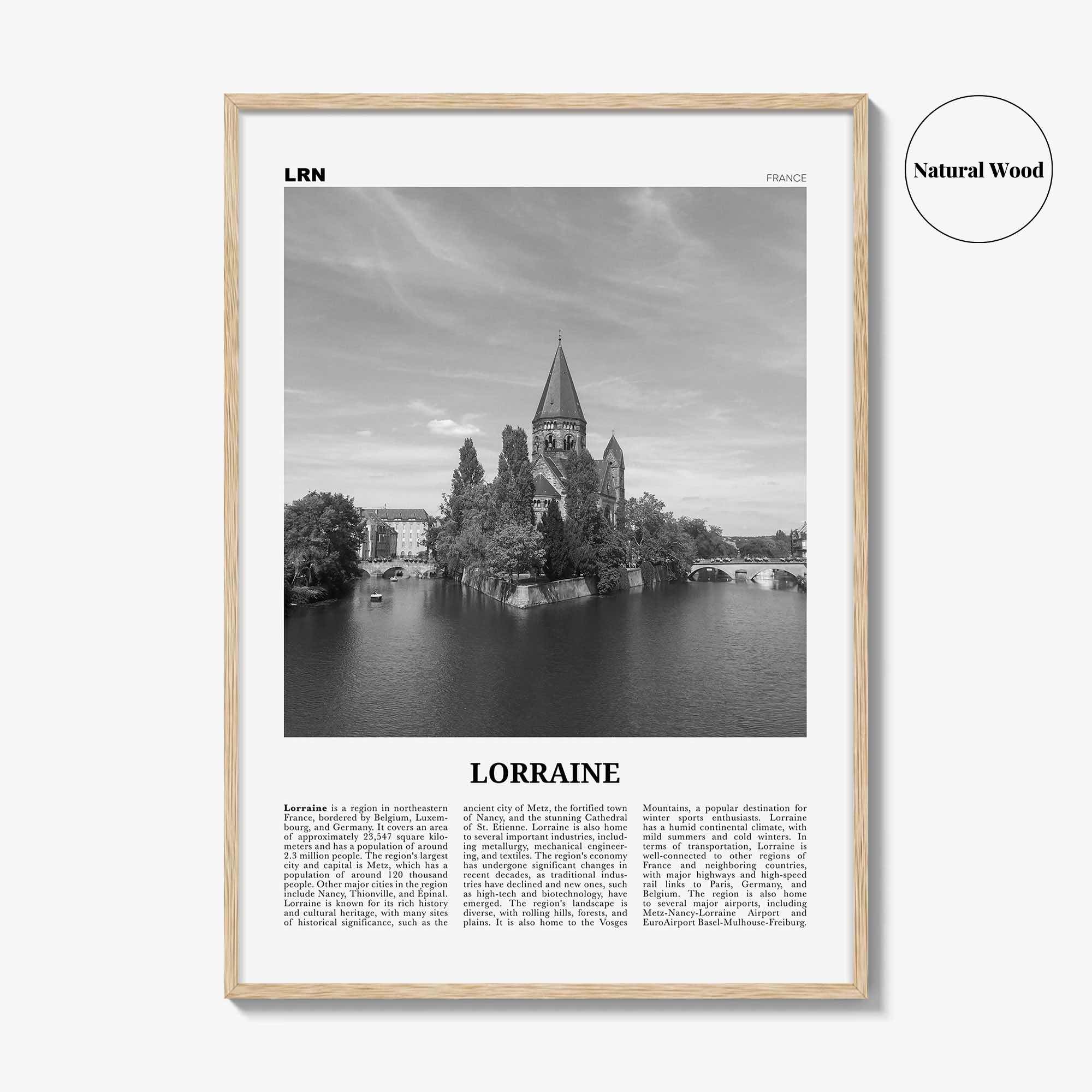 Lorraine Print Black and White, Lorraine Wall Art, Lorraine Poster, Lorraine Photo, Lorraine Wall Décor, Lorraine Map, France