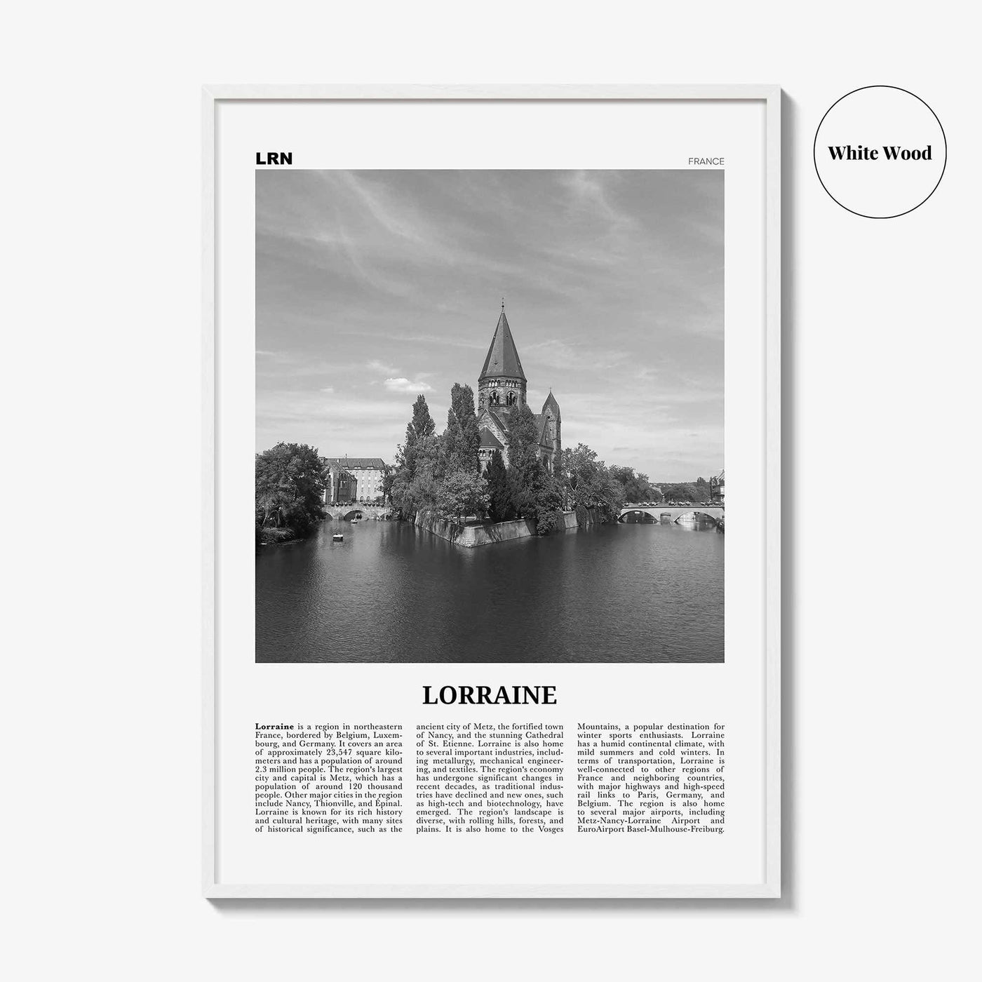 Lorraine Print Black and White, Lorraine Wall Art, Lorraine Poster, Lorraine Photo, Lorraine Wall Décor, Lorraine Map, France