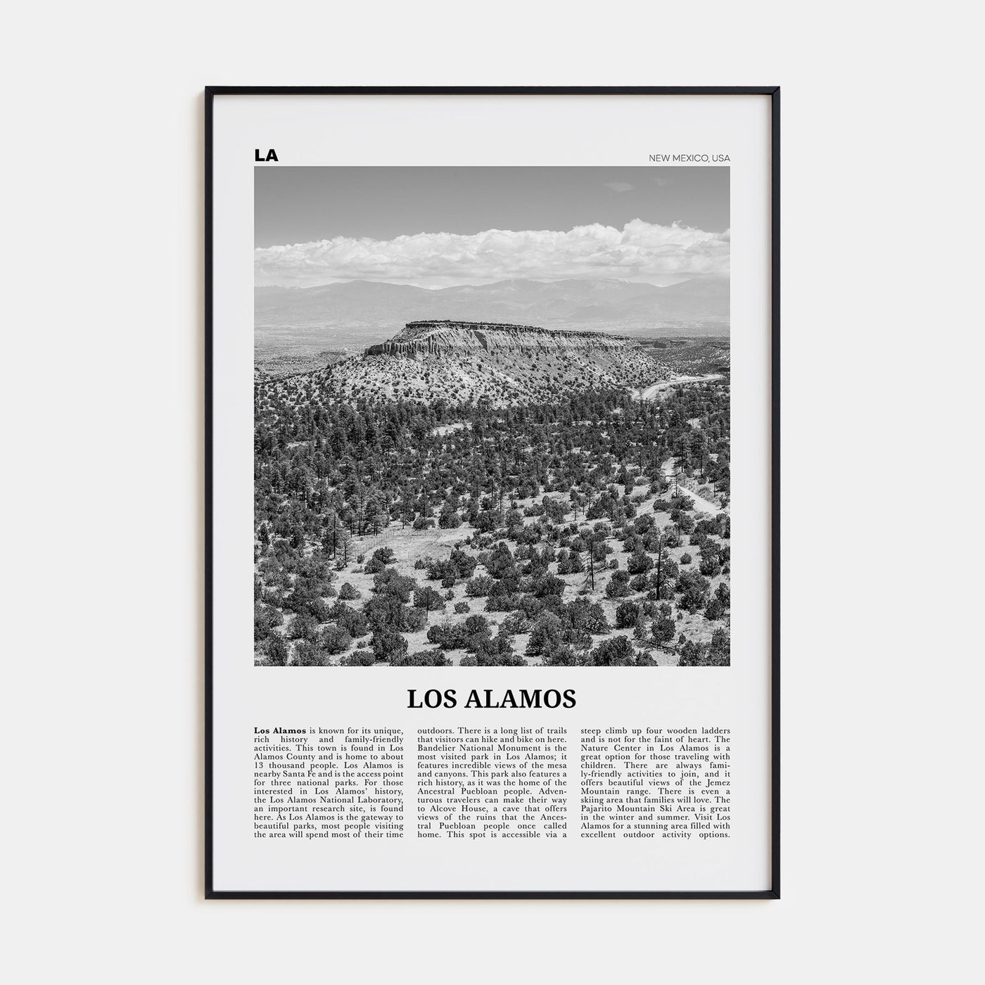 Los Alamos Travel B&W Poster